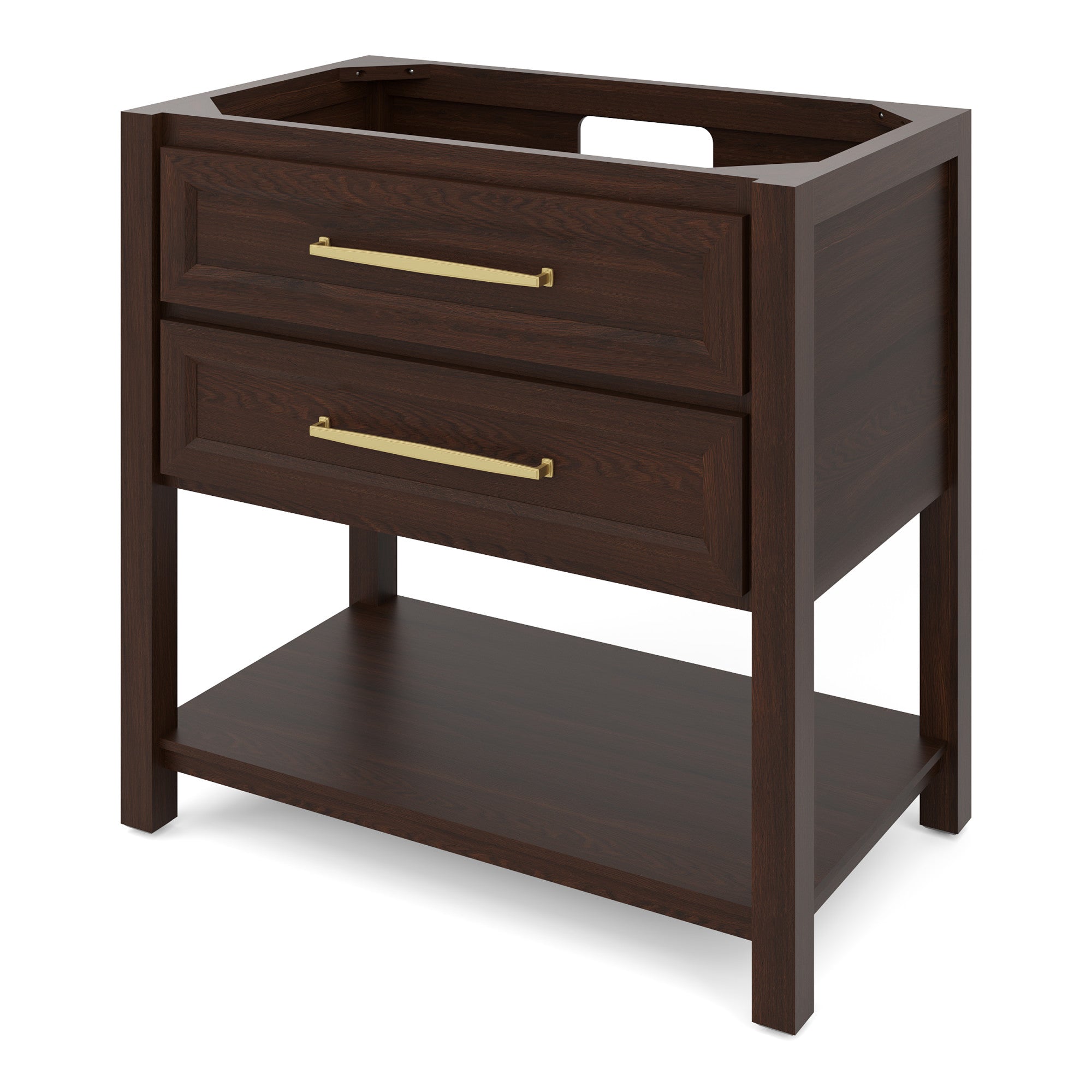 Kipling 36" W  Single Basin Bathroom Vanity Set Dark Walnut, White Carrara Marble Vanity Top, Rectangle Bowl | KitchBath