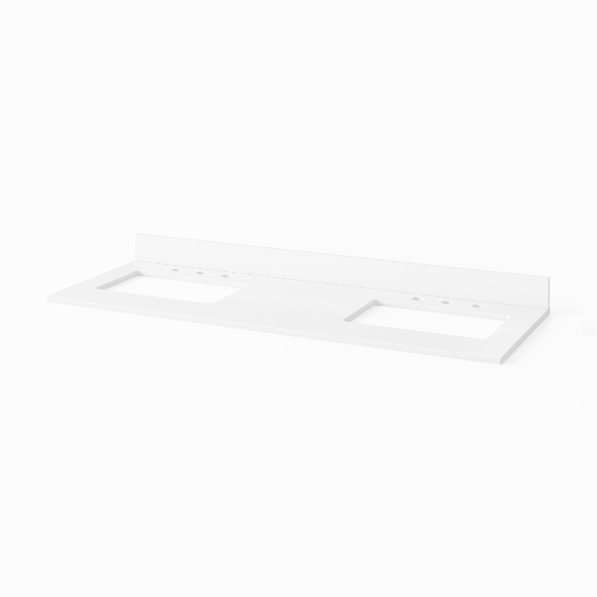 Katara 60" Grey Katara Vanity, Double Bowl, White Quartz Vanity Top, Two Undermount Rectangle Bowls | KitchBath