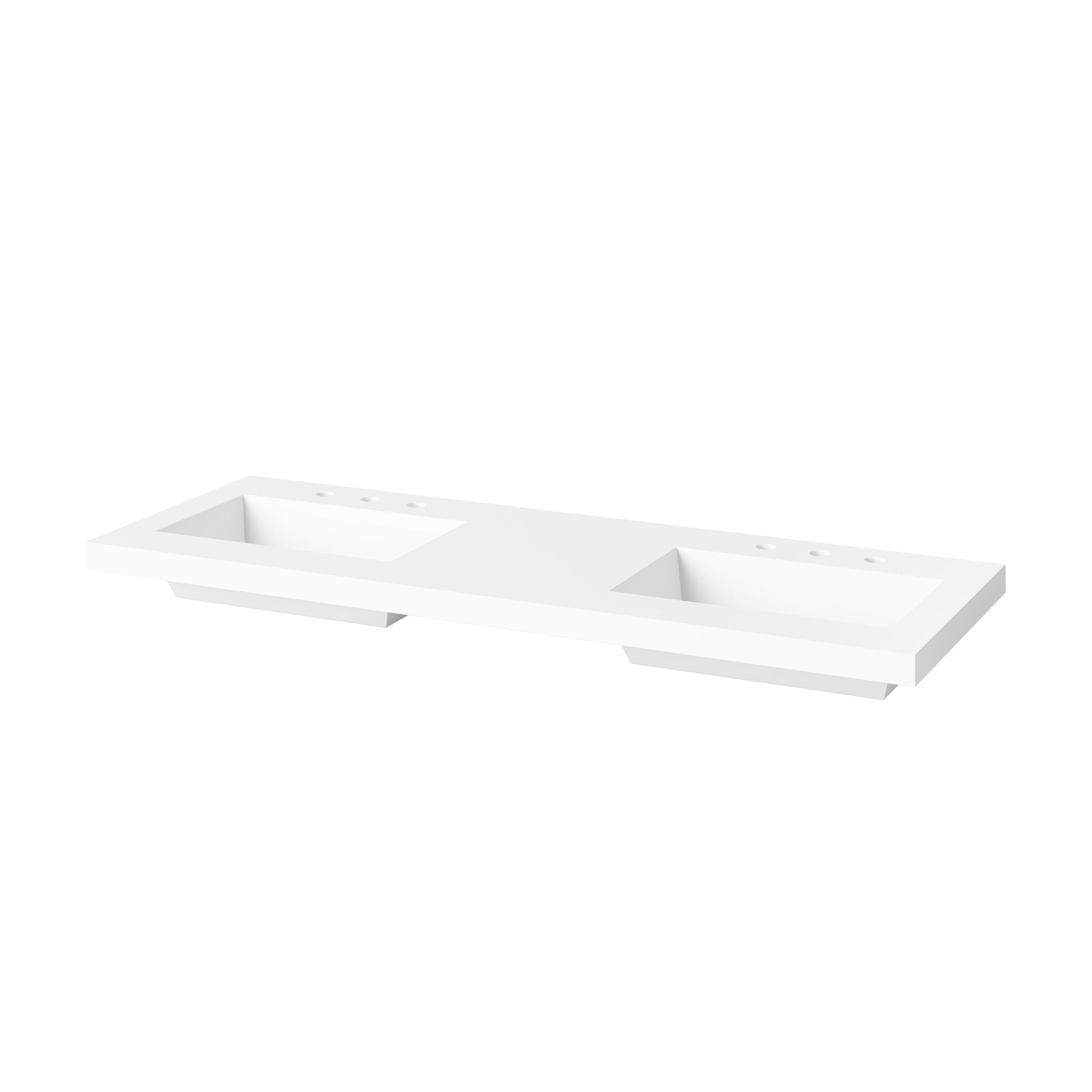 Theodora 60" Double Bathroom Vanity Set White, White Resin Vanity Top, Rectangle Bowl | KitchBath