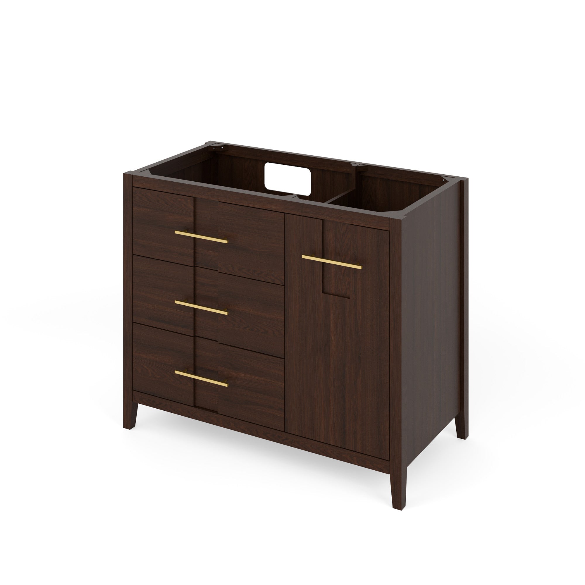 Katara 42" Single Bathroom Vanity Set Dark Walnut, Grey Marble Vanity Top, Rectangle Bowl | KitchBath