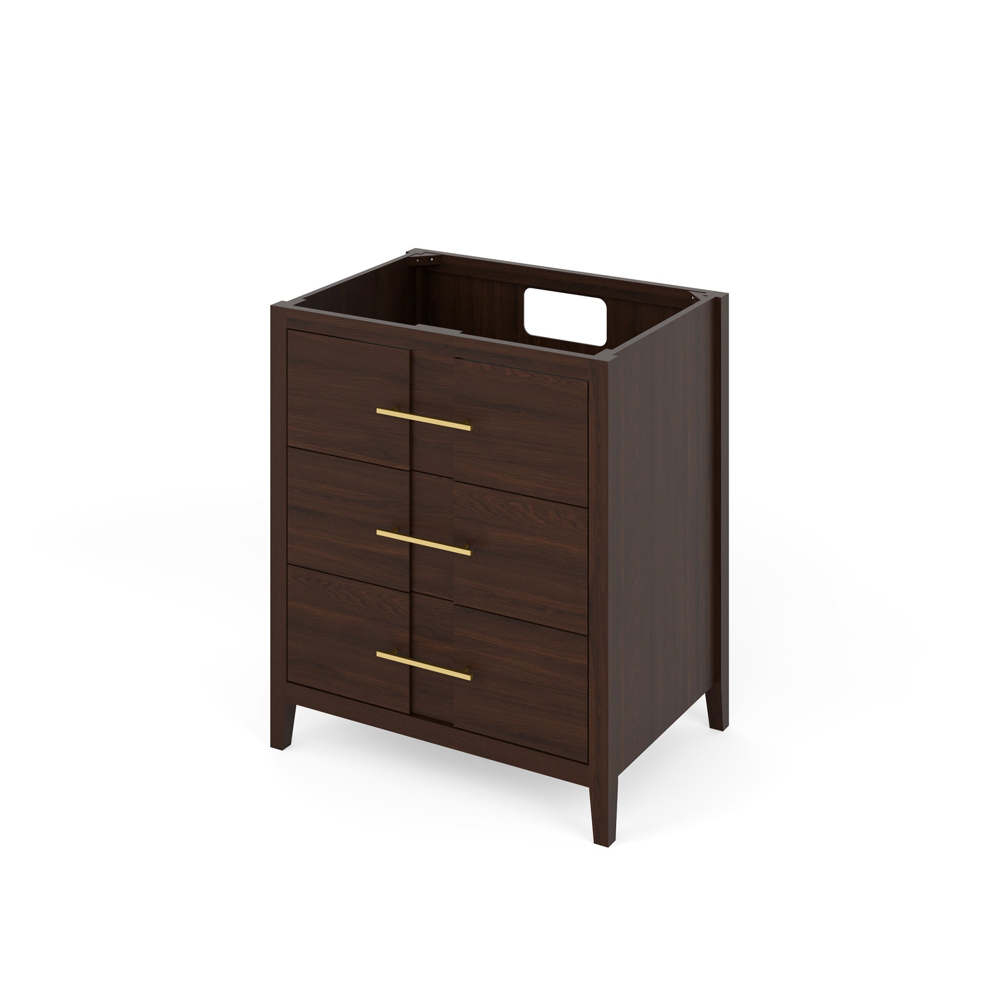 Katara 30" Single Bathroom Vanity Set Dark Walnut, White Quartz Vanity Top, Rectangle Sink | KitchBath