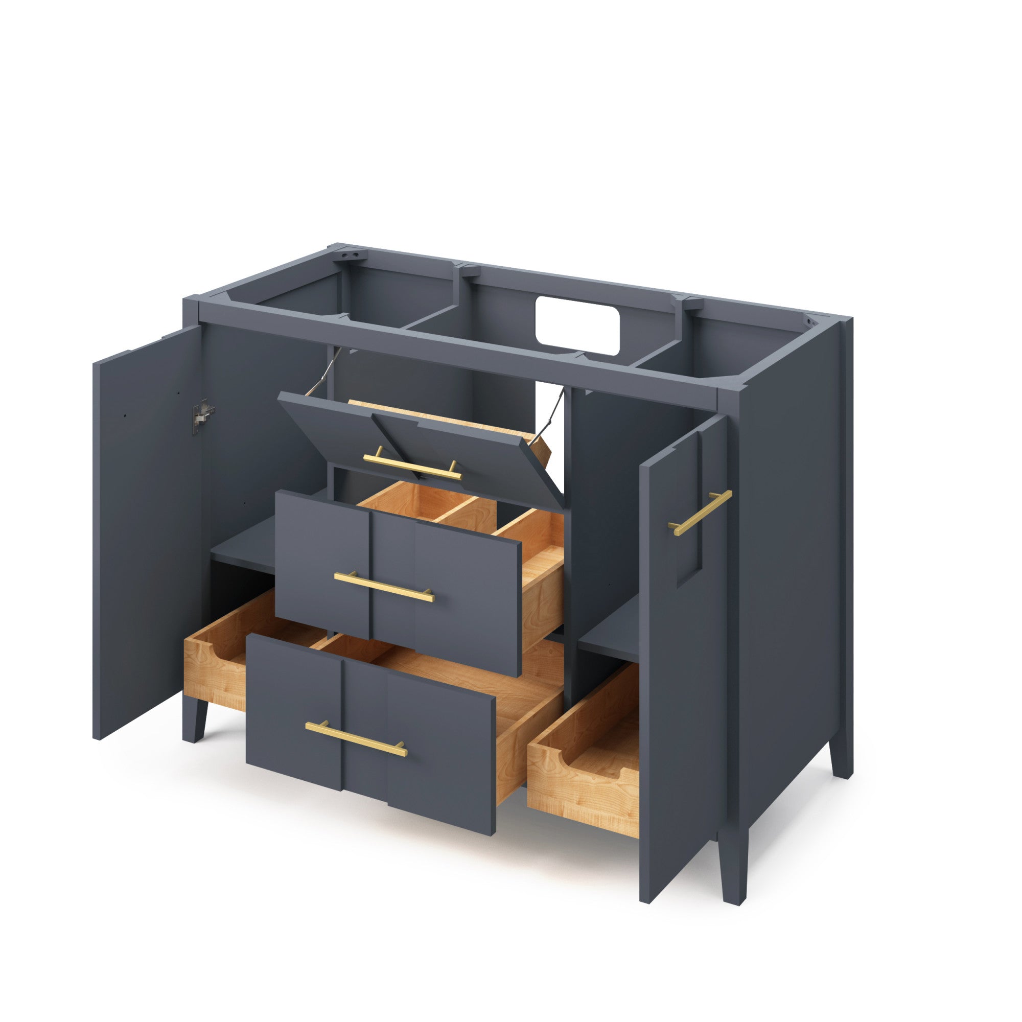 Katara 48" Single Bathroom Vanity Set Black, White Resin Vanity Top, Rectangle Bowl | KitchBath
