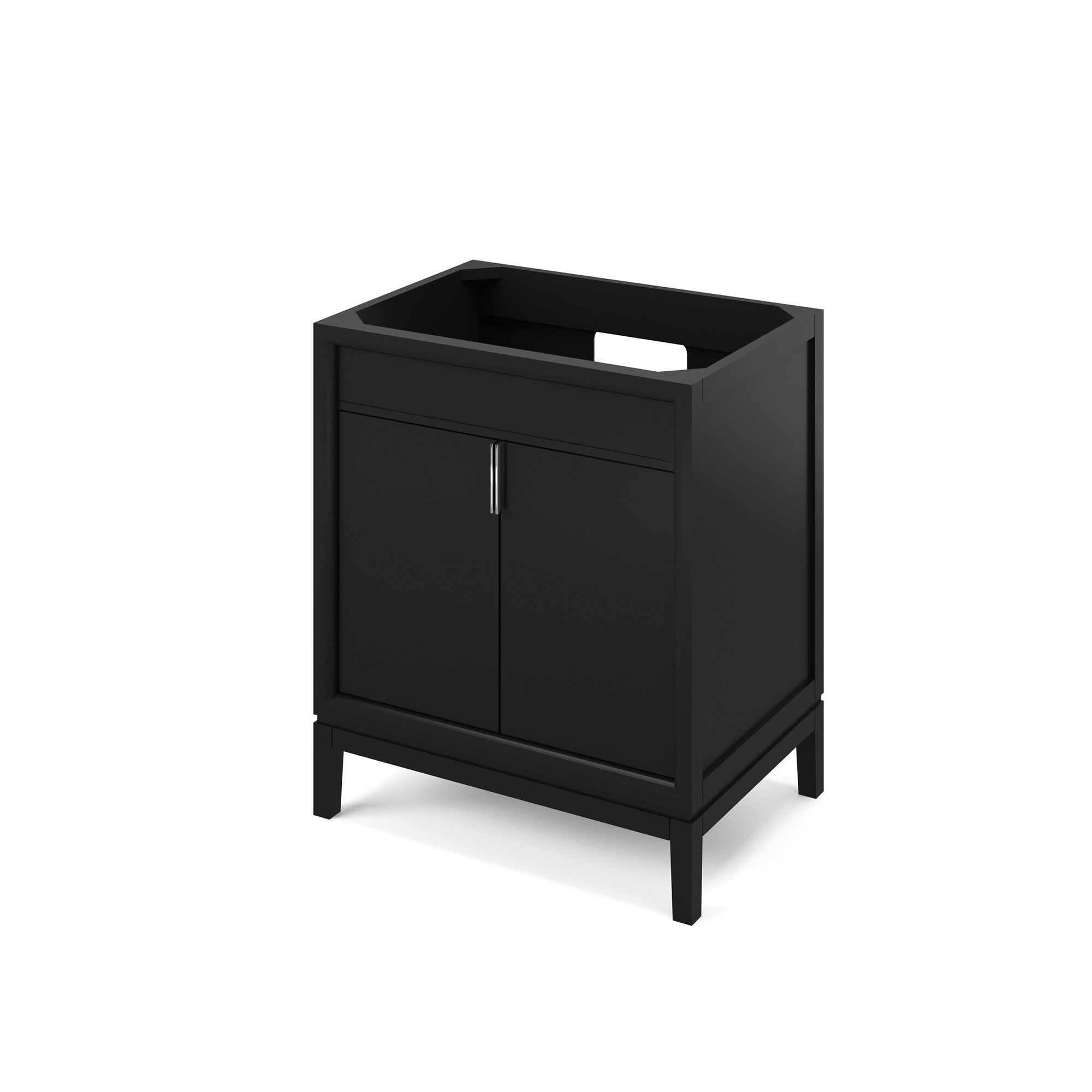 Theodora 30" Black Theodora Vanity, White Quartz Vanity Top, Undermount Rectangle Bowl | KitchBath