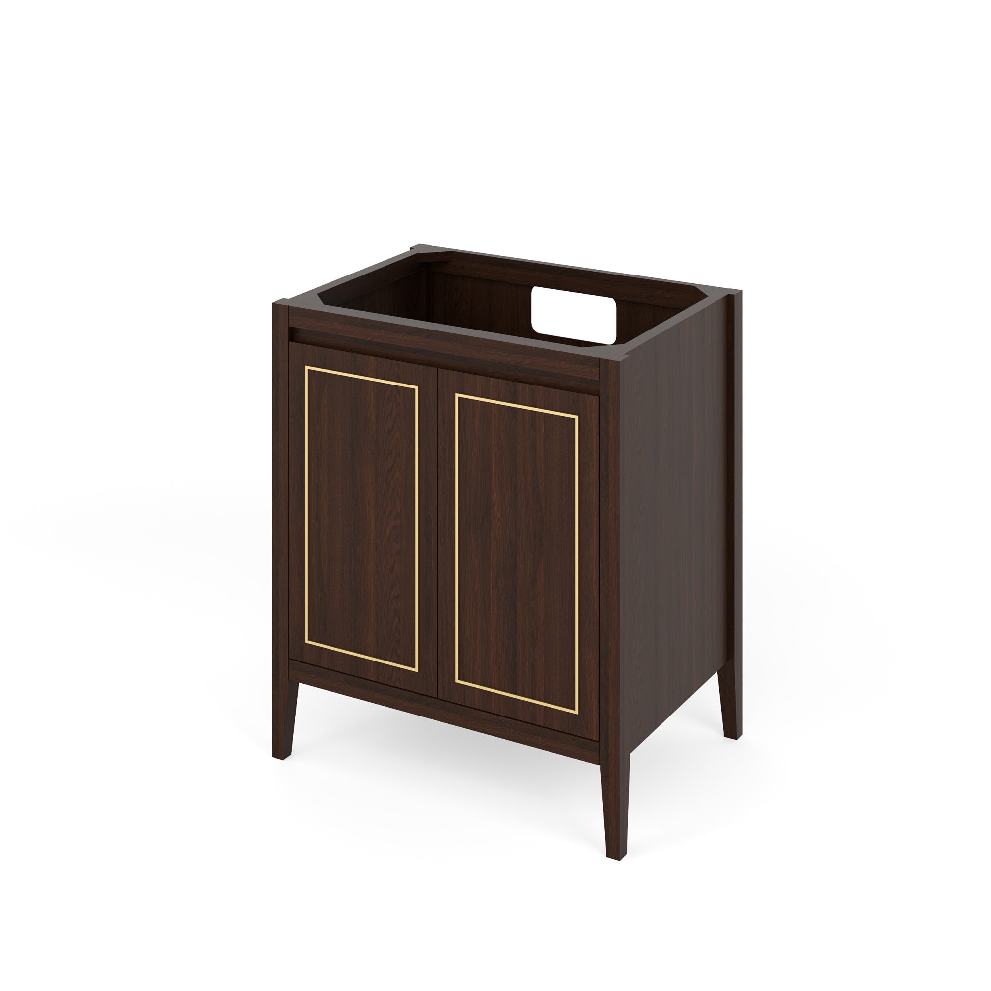 Percival 30" Single Bathroom Vanity Set Dark Walnut, White Carrara Marble Vanity Top, Rectangle Bowl | KitchBath