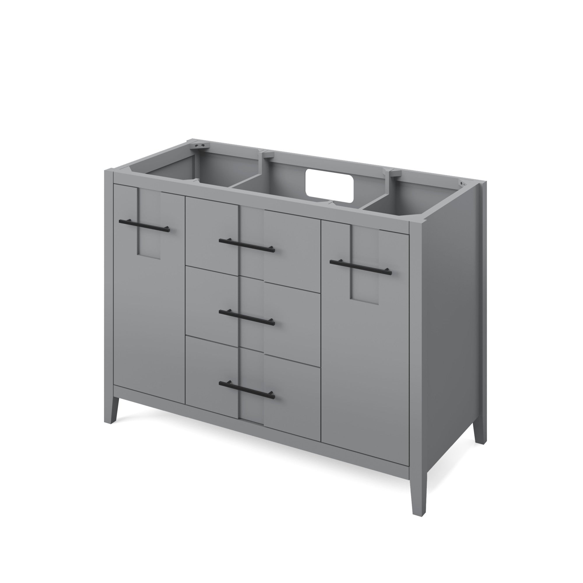 Katara 48" Single Bathroom Vanity Set Grey, White Resin Vanity Top, Rectangle Bowl | KitchBath