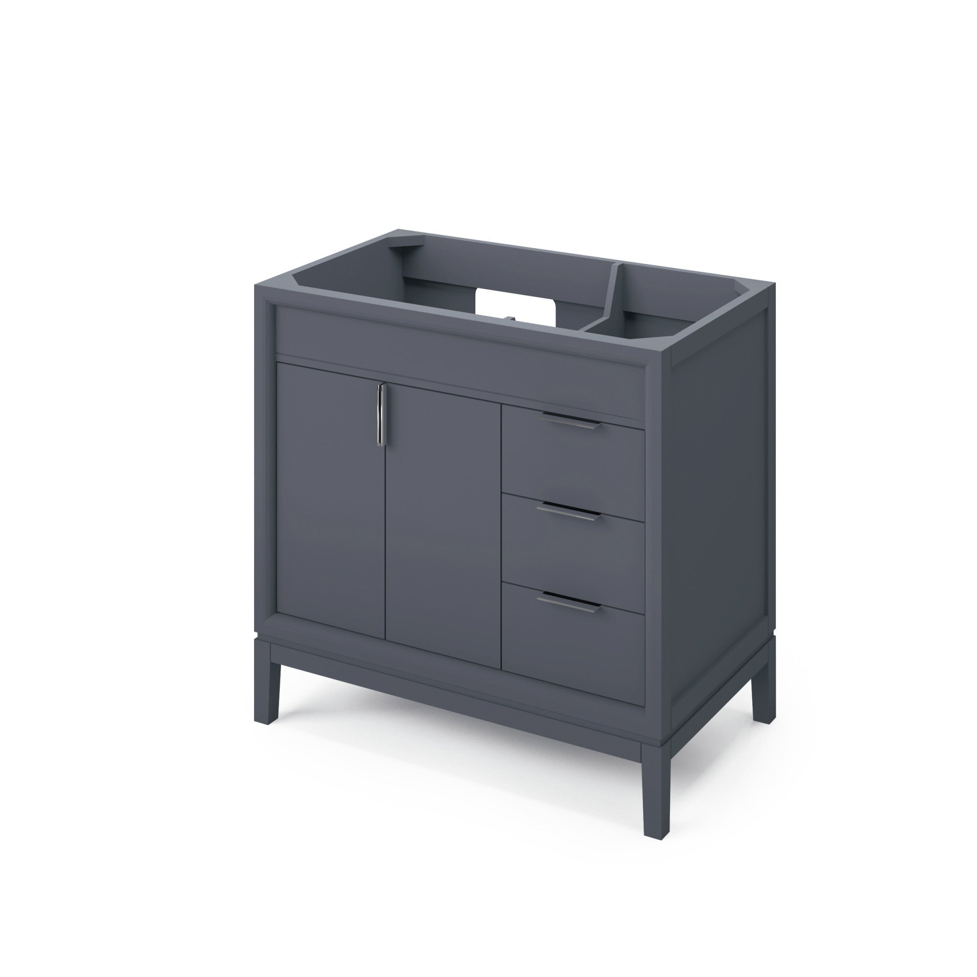 Theodora 36" Single Bathroom Vanity Set Blue Steel, White Resin Vanity Top, Rectangle Bowl | KitchBath