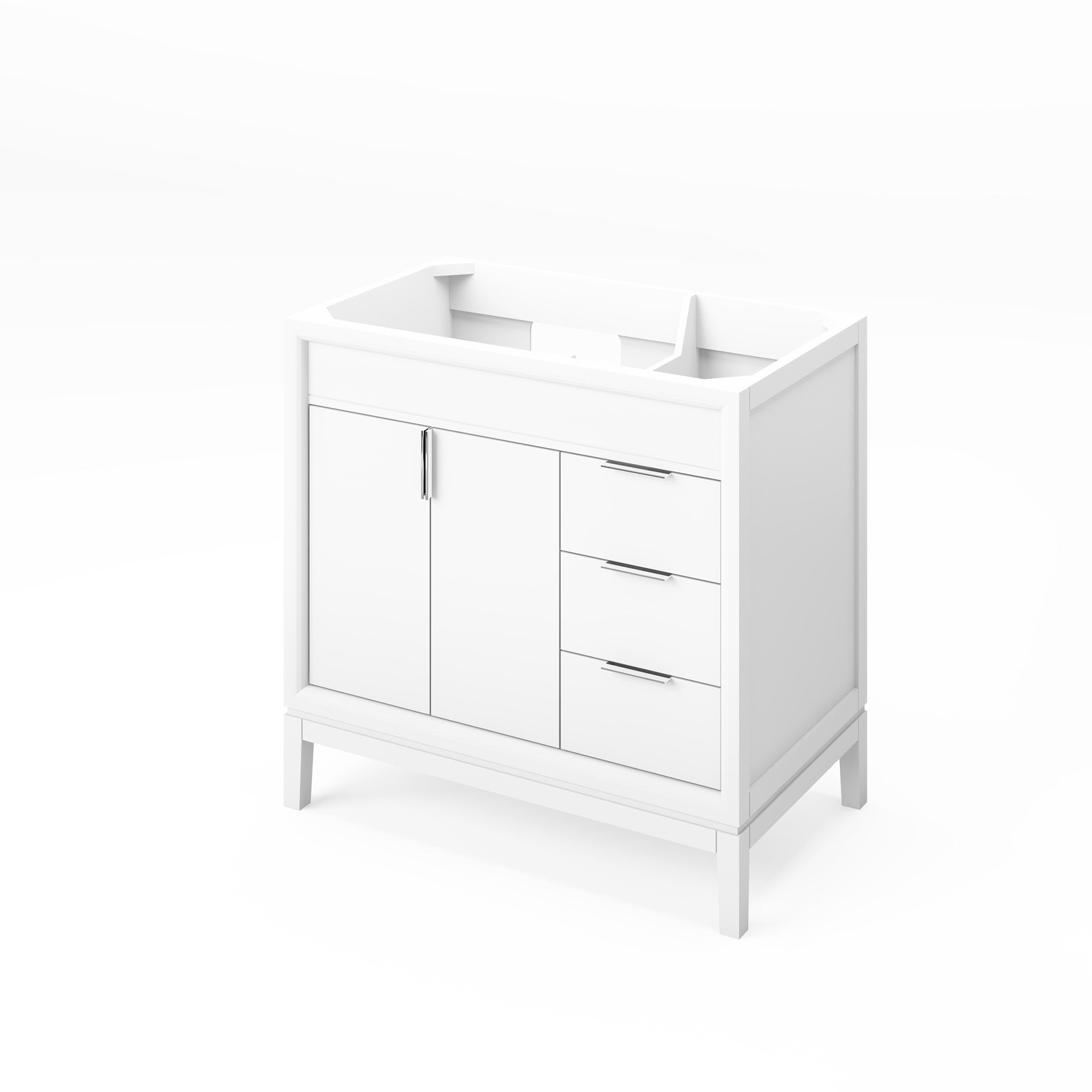 Theodora 36" Single Bathroom Vanity Set White, White Resin Vanity Top, Rectangle Bowl | KitchBath