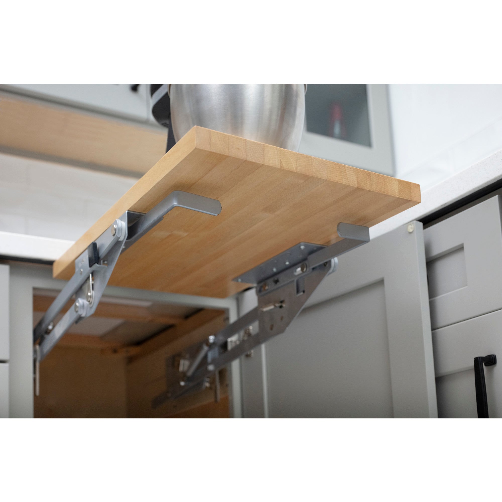 Appliance Lift with Shelf for 15" Opening, Soft-Close Chrome