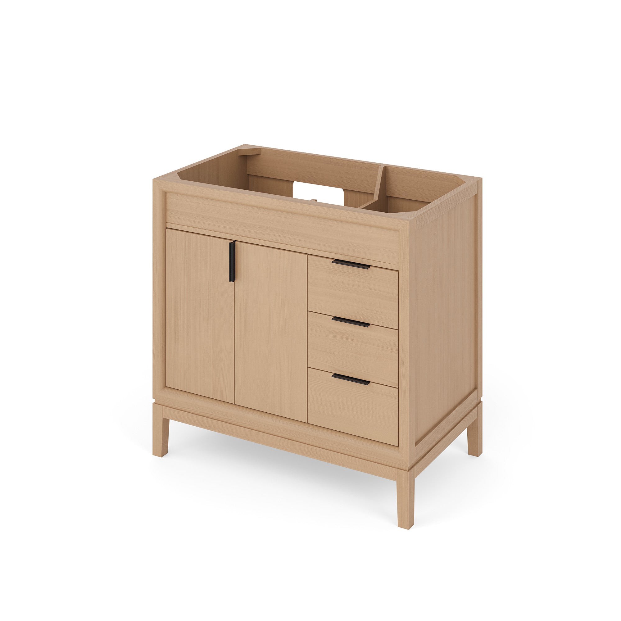 Theodora 36" Single Bathroom Vanity Set Natural Oak, White Quartz Vanity Top, Rectangle Bowl | KitchBath