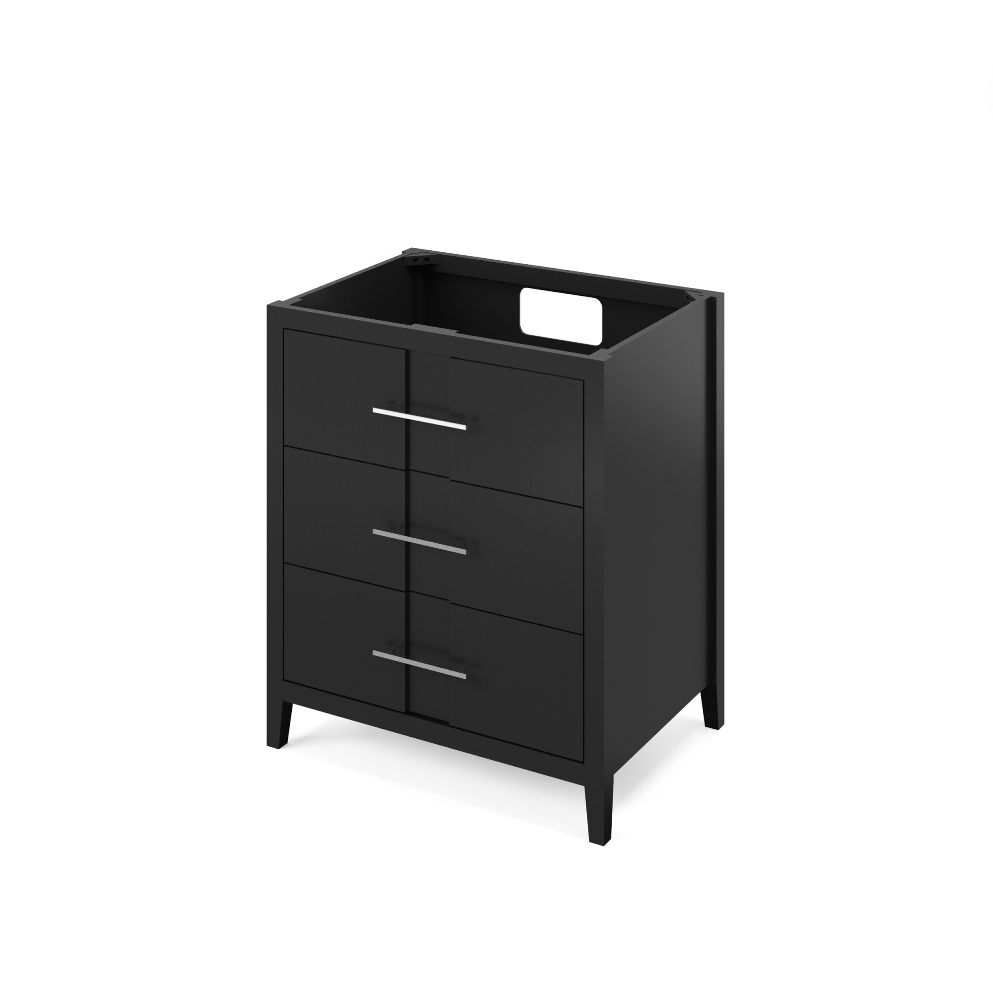 Katara 30" Single Bathroom Vanity Set Black, White Resin Vanity Top, Rectangle Bowl | KitchBath