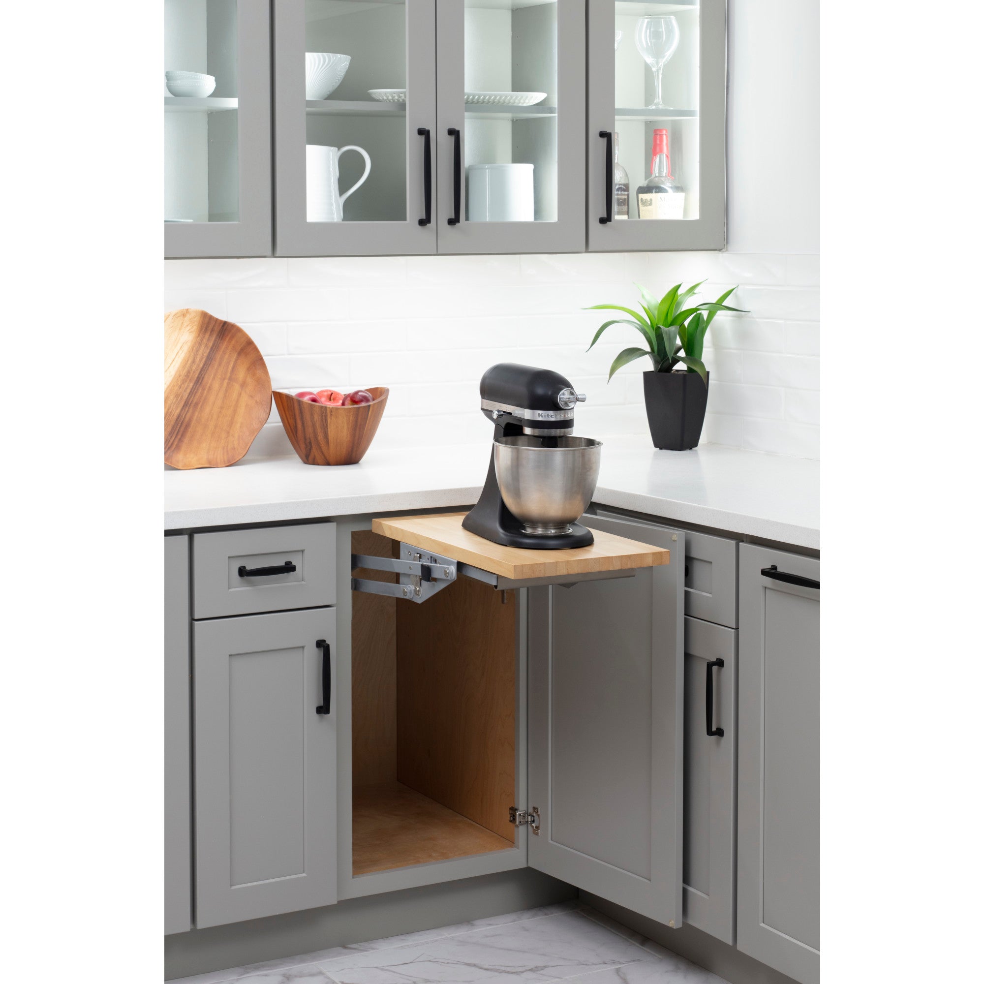 Appliance Lift with Shelf for 12" Opening, Soft-Close Chrome