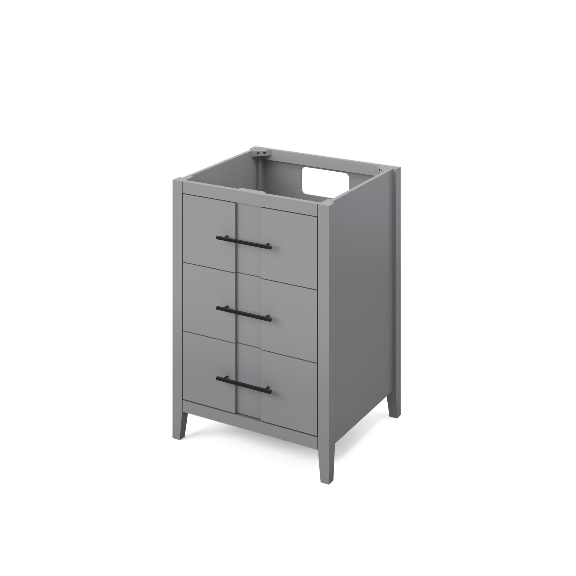 Katara 24" Single Bathroom Vanity Set Grey, White Resin Vanity Top, Rectangle Bowl | KitchBath