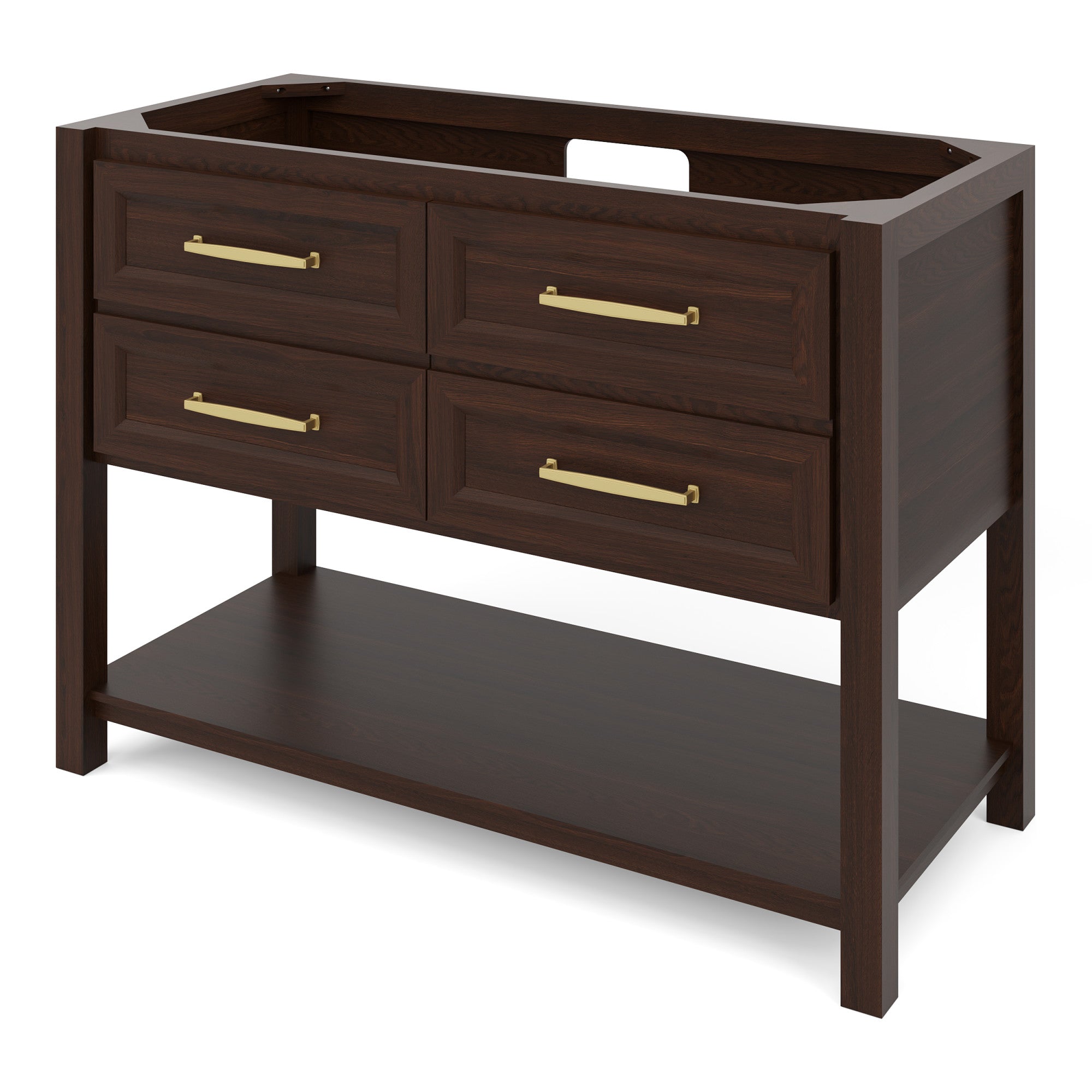 Kipling 48" W  Single Basin Bathroom Vanity Set Dark Walnut, White Quartz Vanity Top, Rectangle Bowl | KitchBath