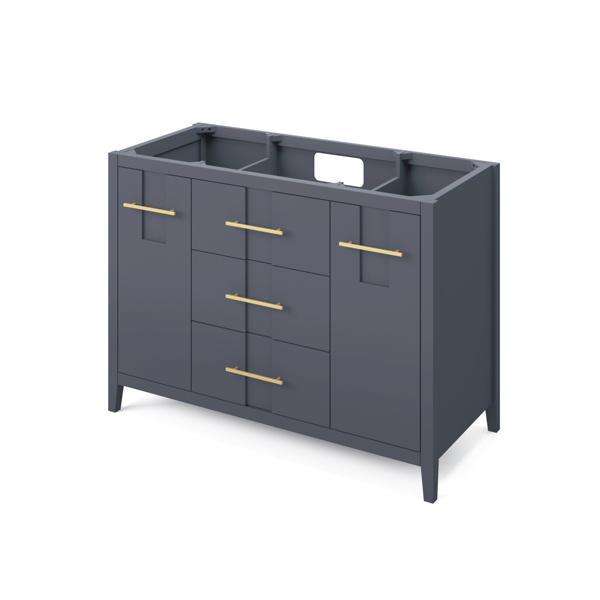 Katara 48" Single Bathroom Vanity Set Blue Steel, White Resin Vanity Top, Rectangle Bowl | KitchBath