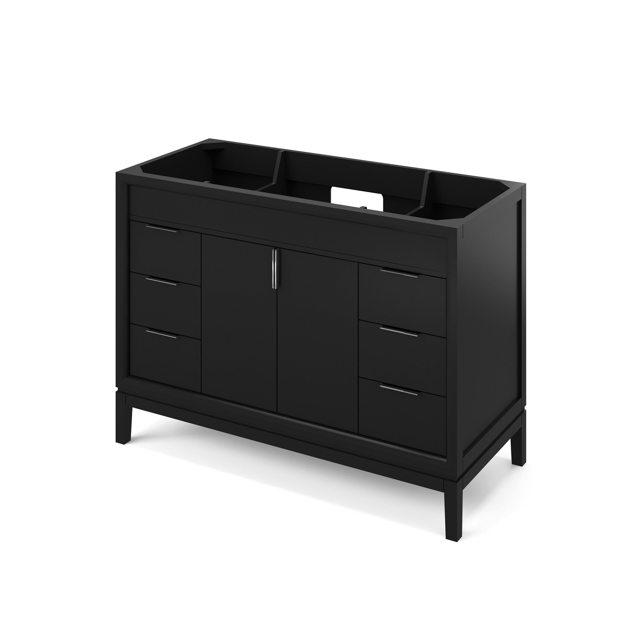 Theodora 48" Single Bathroom Vanity Set Black, White Resin Vanity Top, Rectangle Bowl | KitchBath