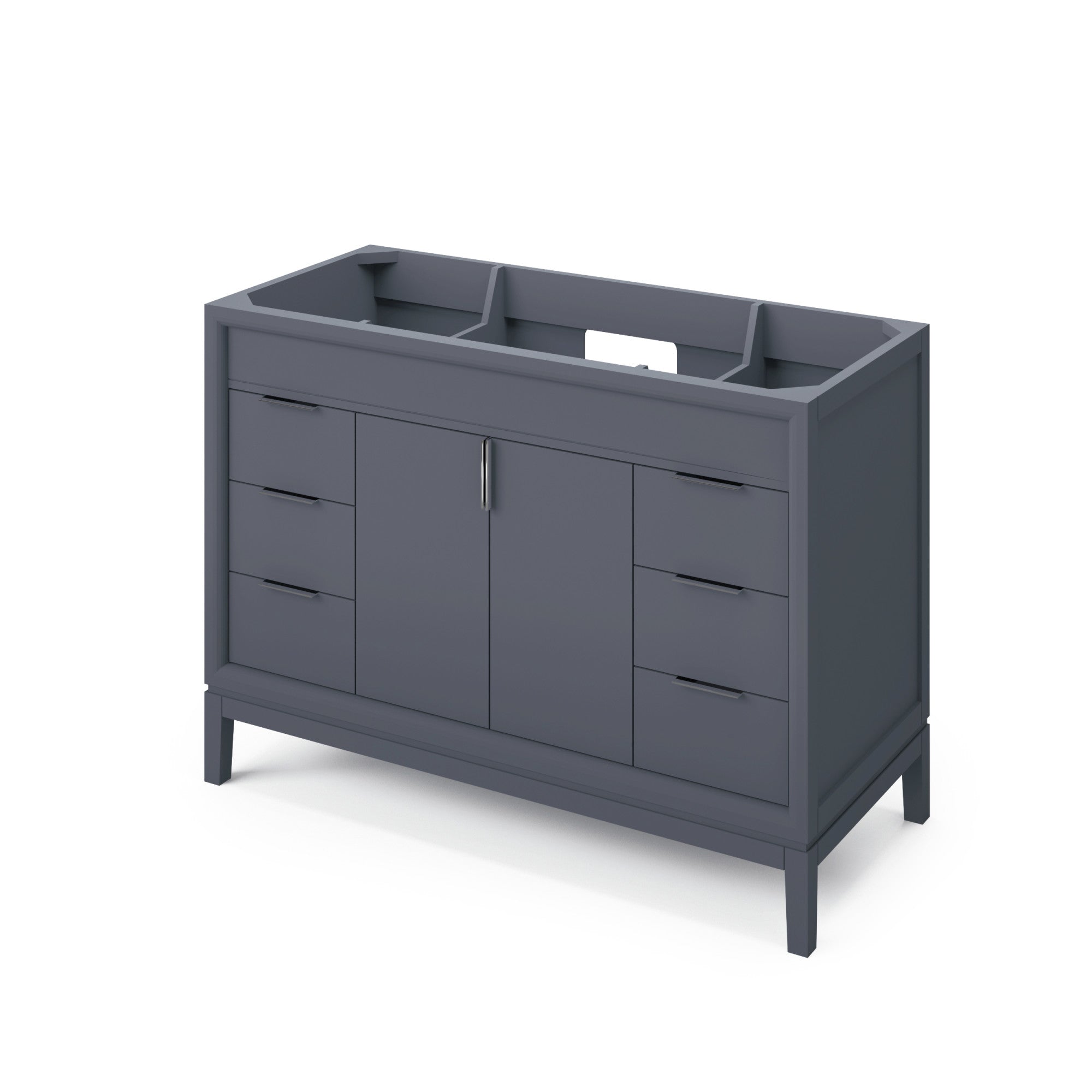 Theodora 48" Single Bathroom Vanity Set Blue Steel, White Resin Vanity Top, Rectangle Bowl | KitchBath