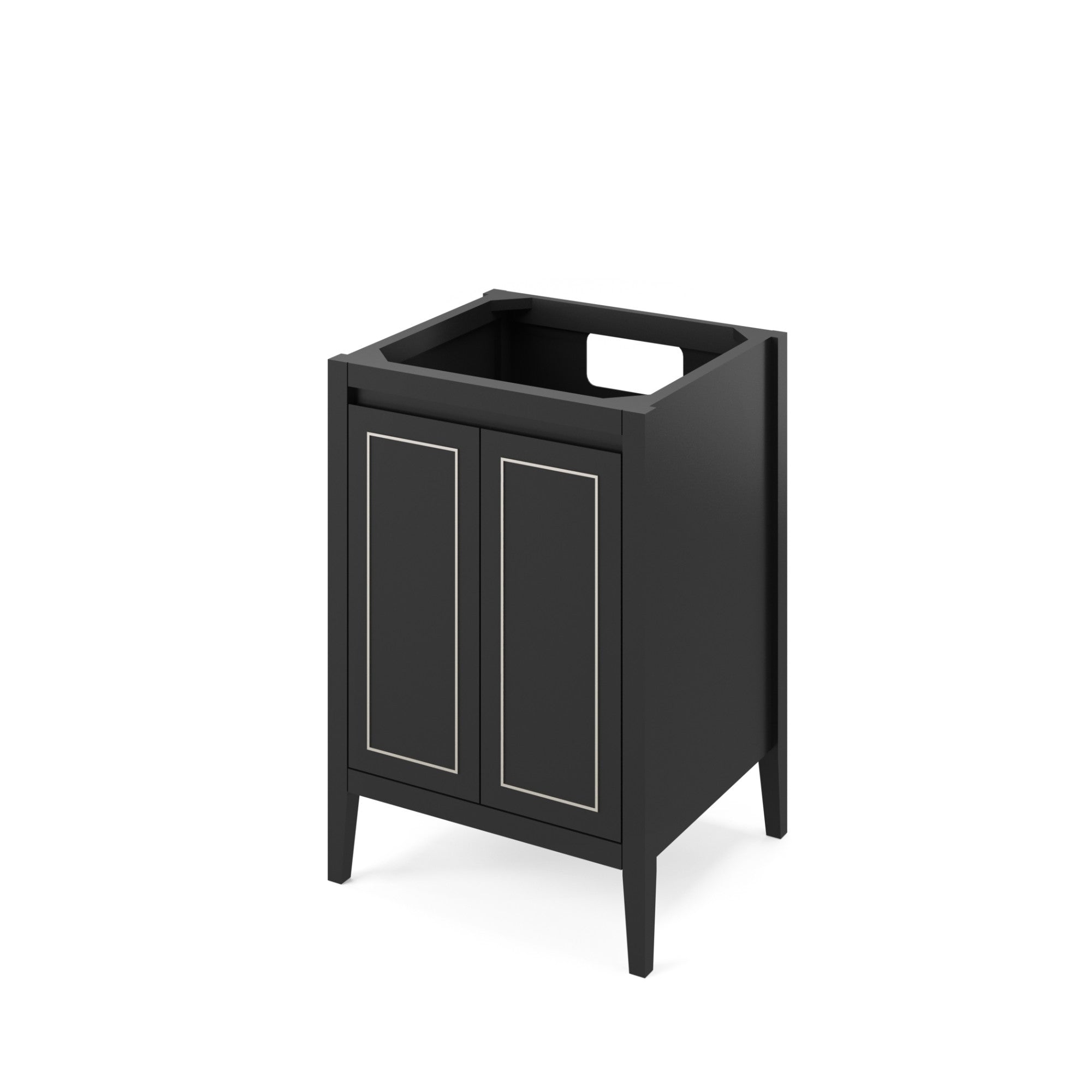 Percival 24" Black Percival Vanity, White Quartz Vanity Top, Undermount Rectangle Bowl | KitchBath
