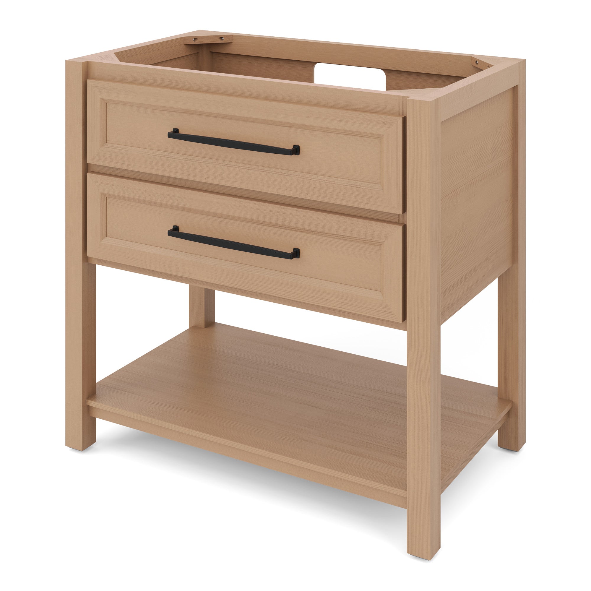 Kipling 36" W  Single Basin Bathroom Vanity Set Natural Oak, Black Granite Vanity Top, Rectangle Bowl | KitchBath
