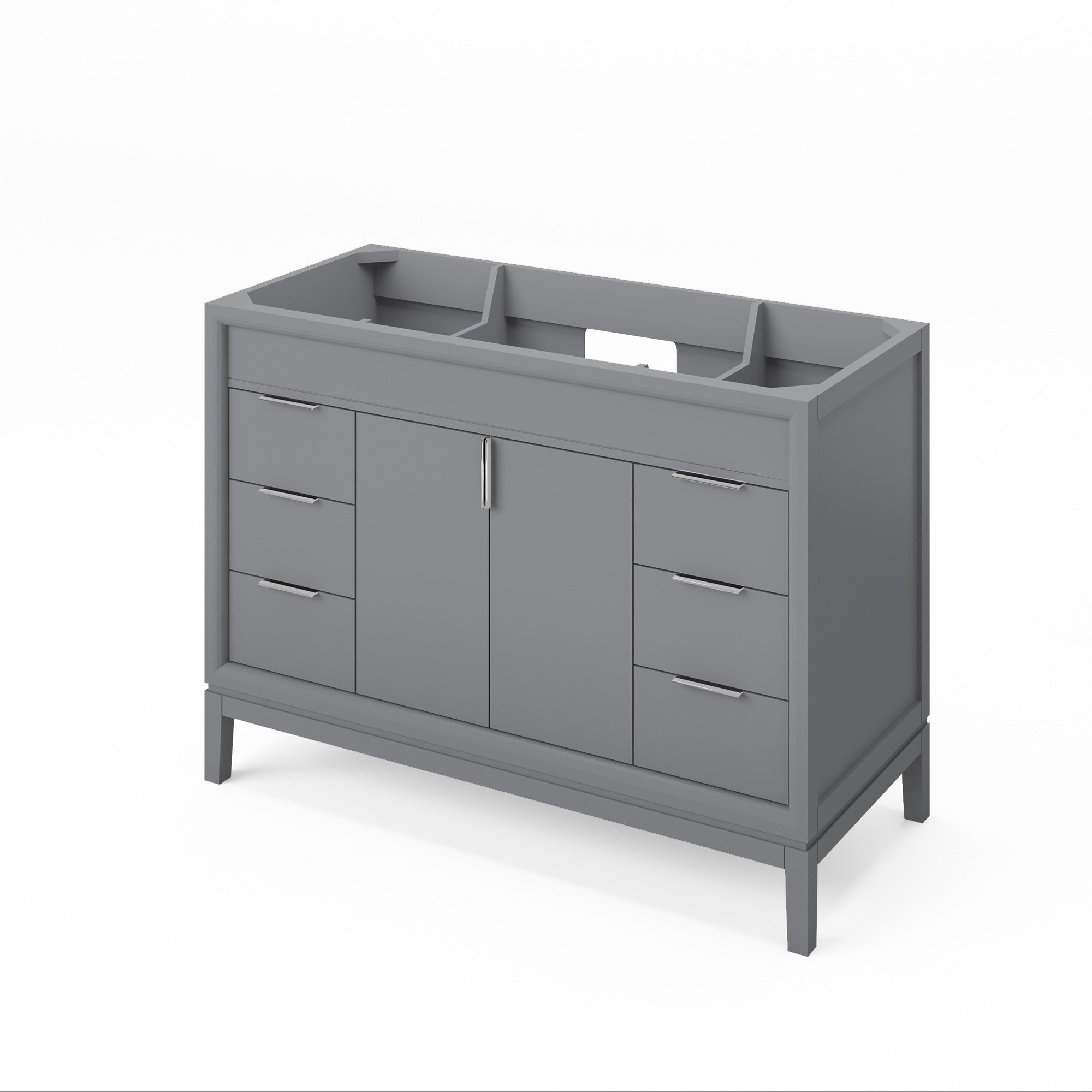 Theodora 48" Grey Theodora Vanity, White Quartz Vanity Top, Undermount Rectangle Bowl | KitchBath