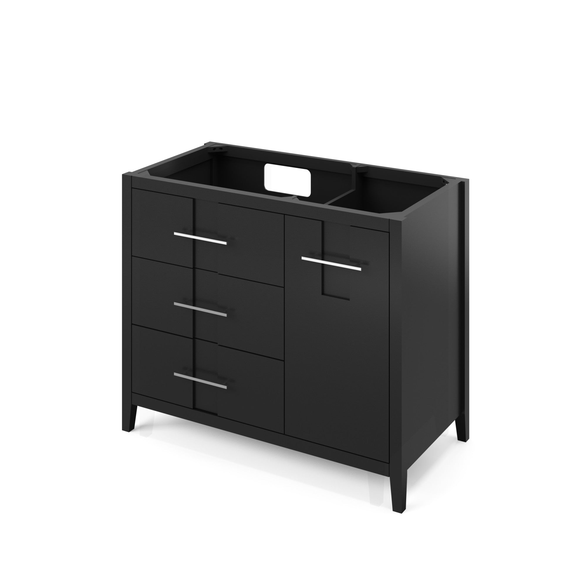 Katara 42" Single Bathroom Vanity Set Black, White Resin Vanity Top, Rectangle Bowl | KitchBath