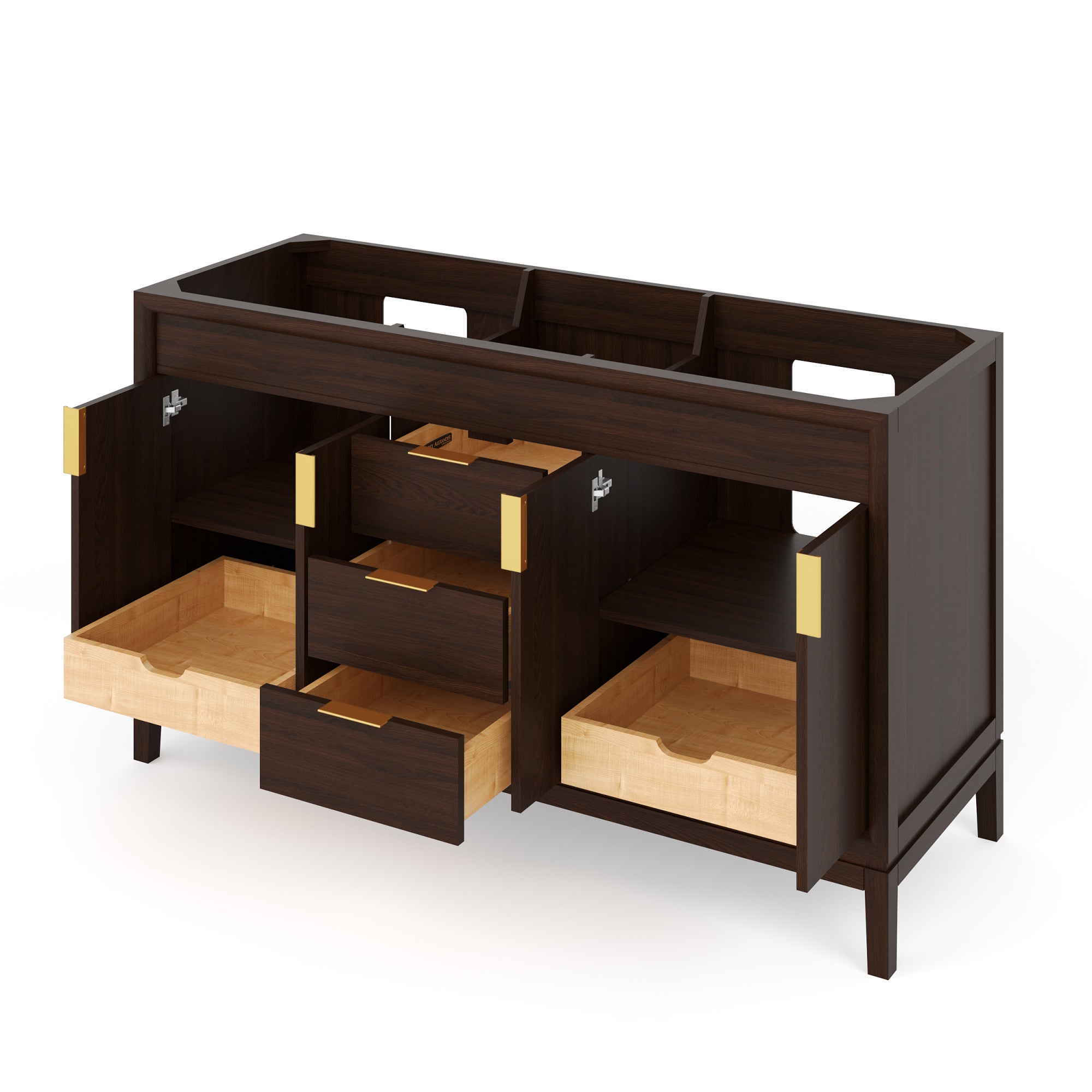 Theodora 60" Double Bathroom Vanity Set Natural Oak, Grey Quartz Vanity Top, Rectangle Bowl | KitchBath