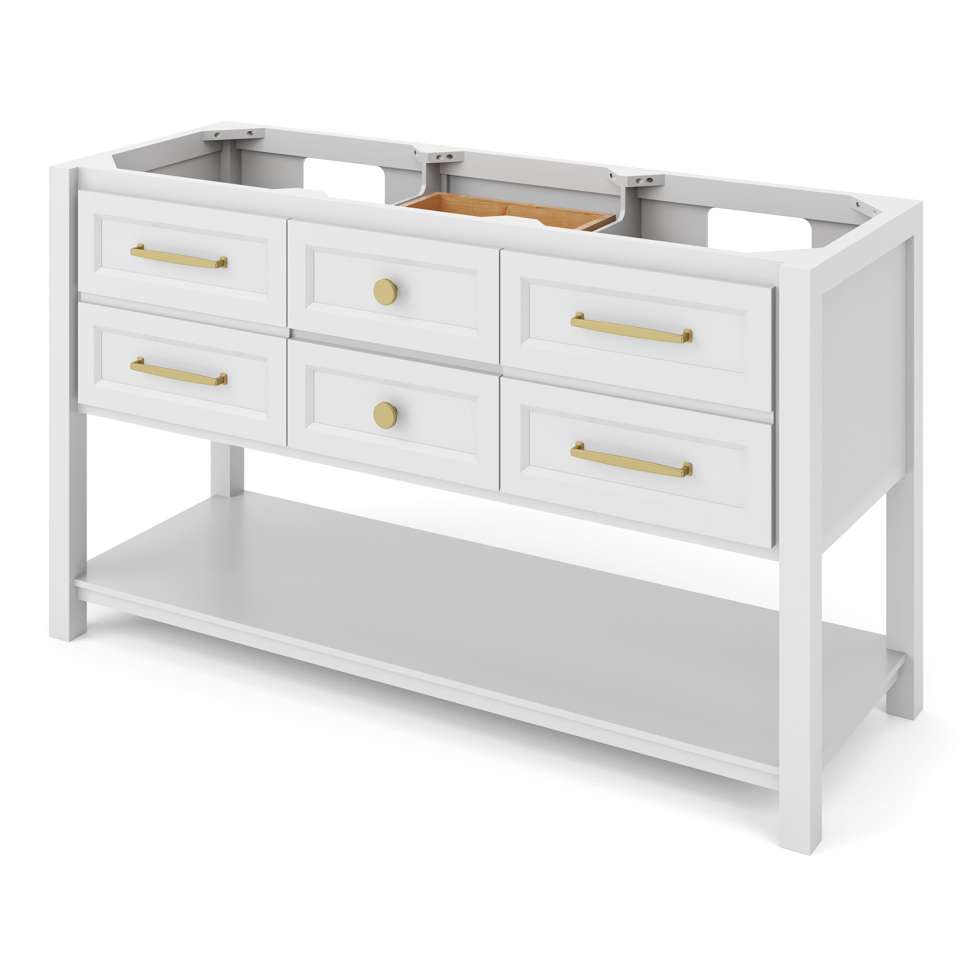 Kipling 60" W  Double Basin Bathroom Vanity Set White, Black Granite Vanity Top, Rectangle Bowl | KitchBath