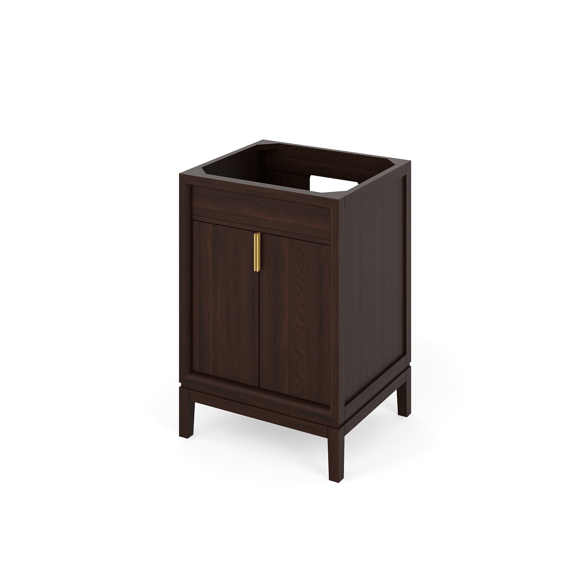 Theodora 24" Single Bathroom Vanity Set Dark Walnut, White Carrara Marble Vanity Top, Rectangle Bowl | KitchBath