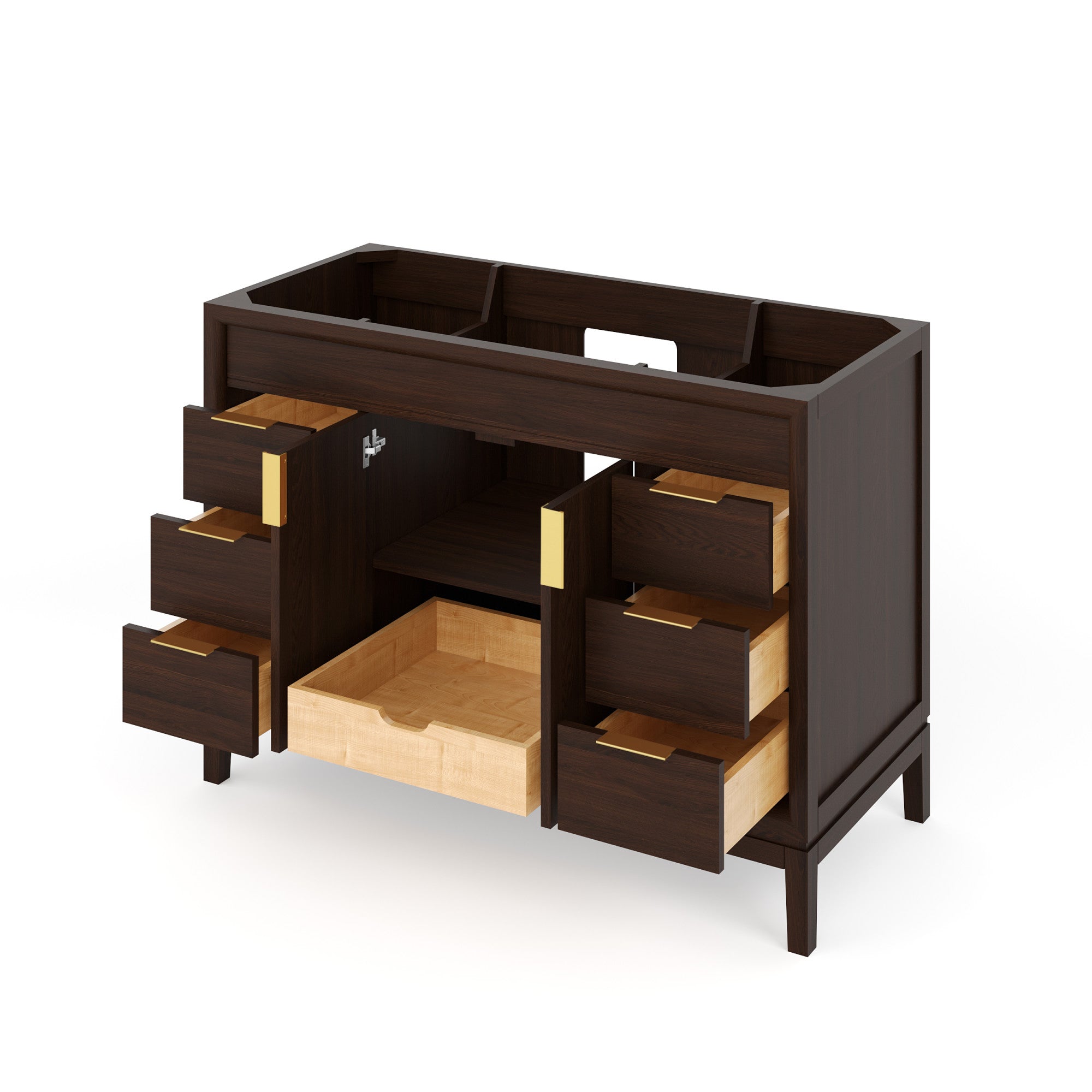 Theodora 48" Single Bathroom Vanity Set Natural Oak, Grey Quartz Vanity Top, Rectangle Bowl | KitchBath