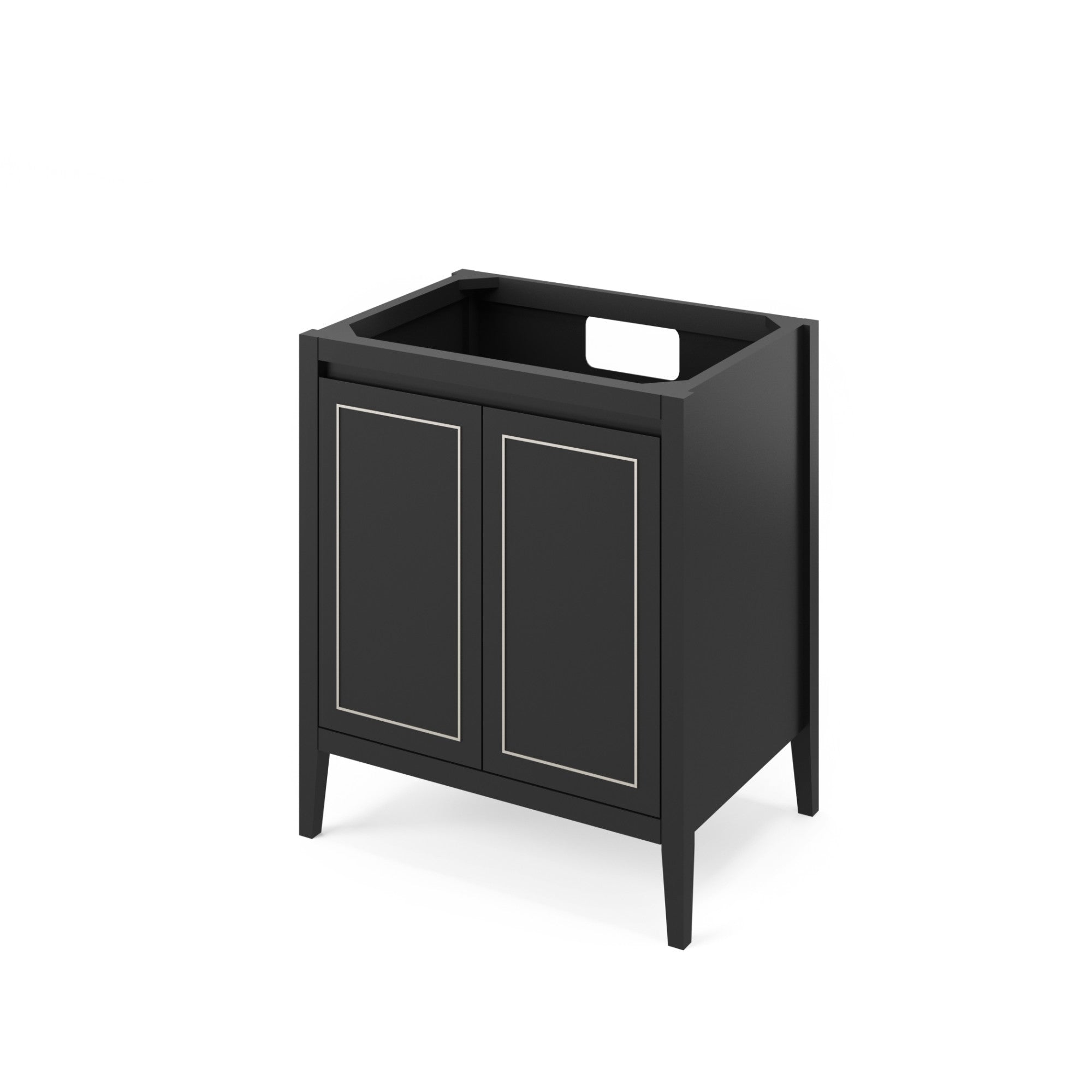 Percival 30" Black Percival Vanity, White Quartz Vanity Top, Undermount Rectangle Bowl | KitchBath