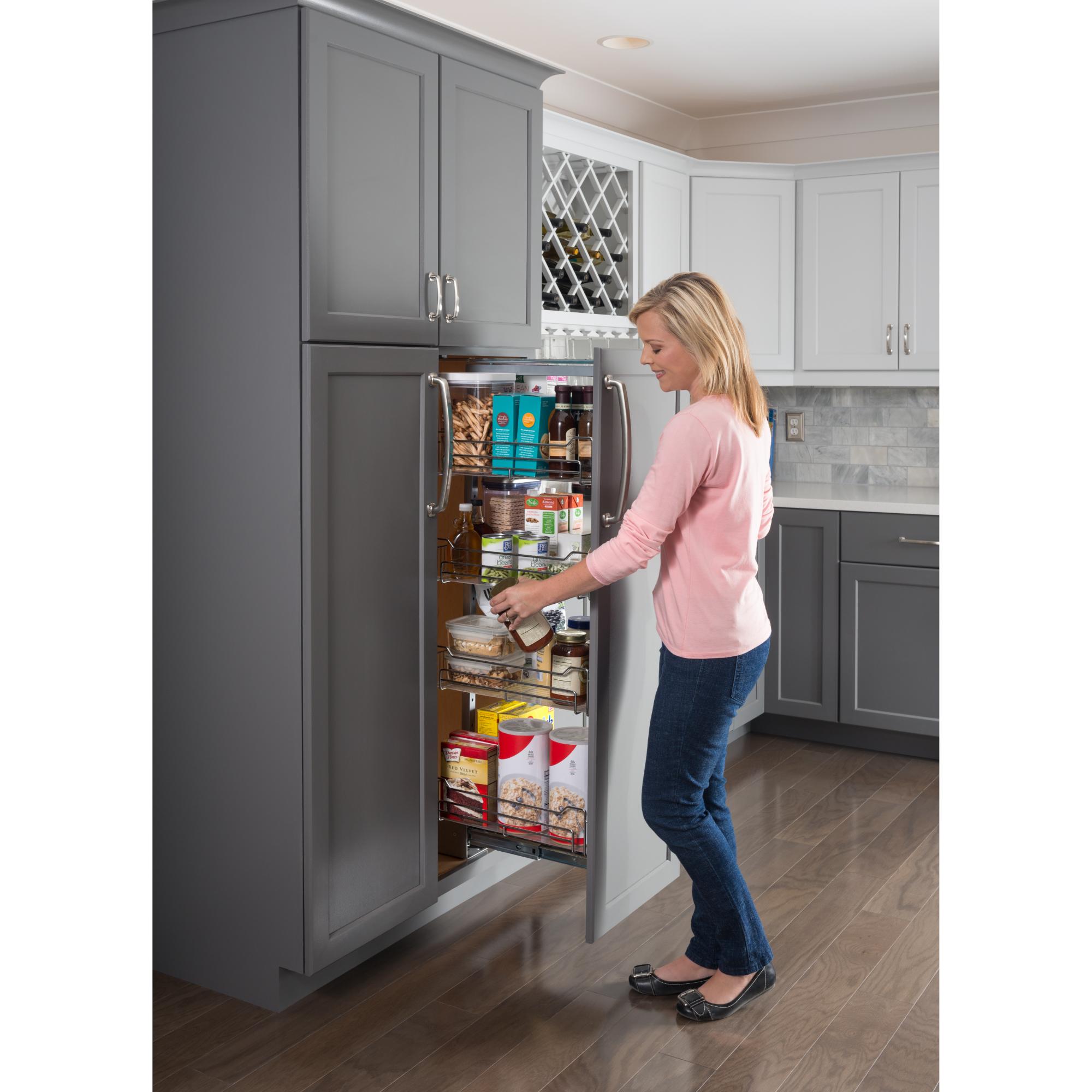 20" Wide 74" Tall Chrome Wire Soft-close Pantry Pullout | KitchBath