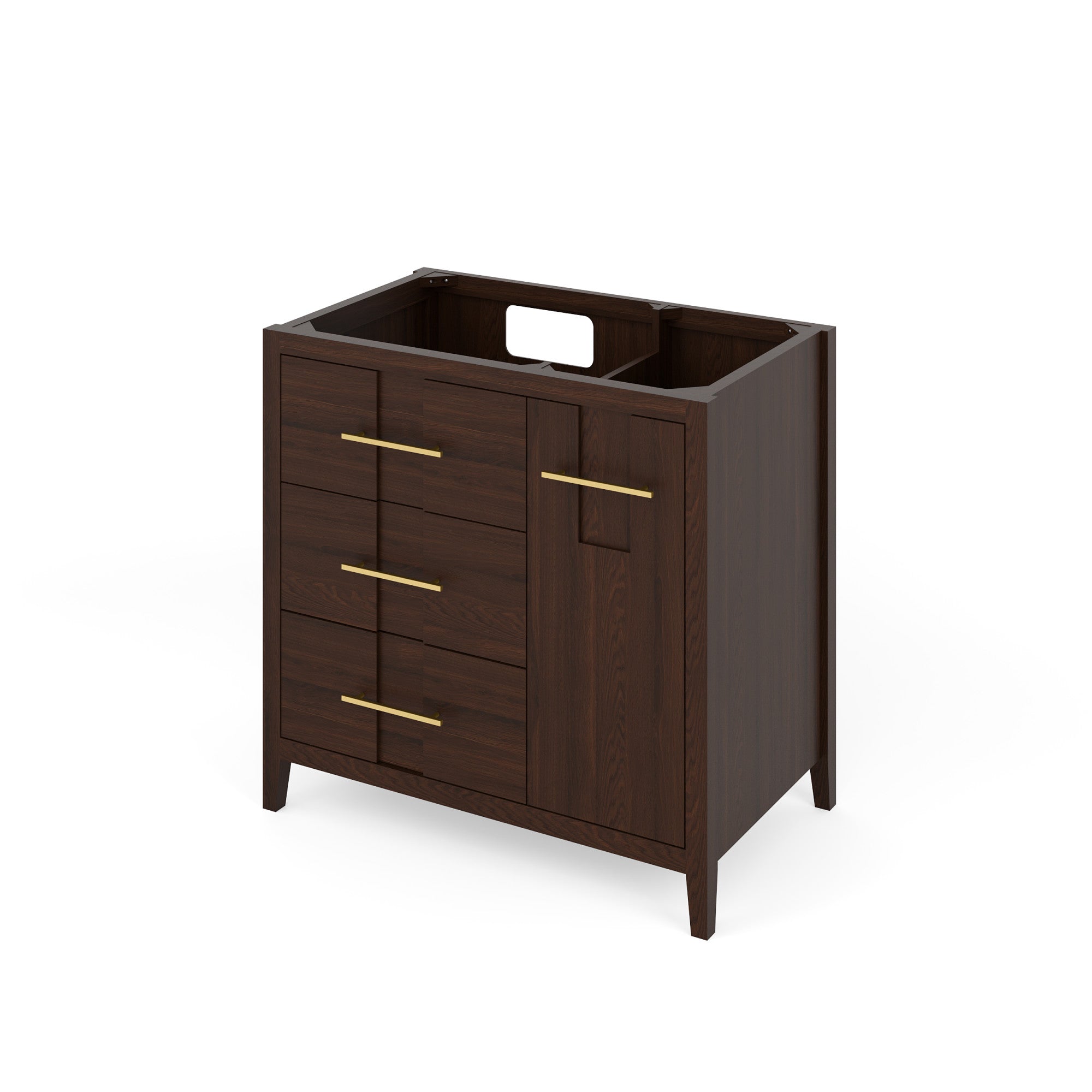 Katara 36" Single Bathroom Vanity Set Dark Walnut, Blue Limestone Vanity Top, Rectangle Bowl | KitchBath