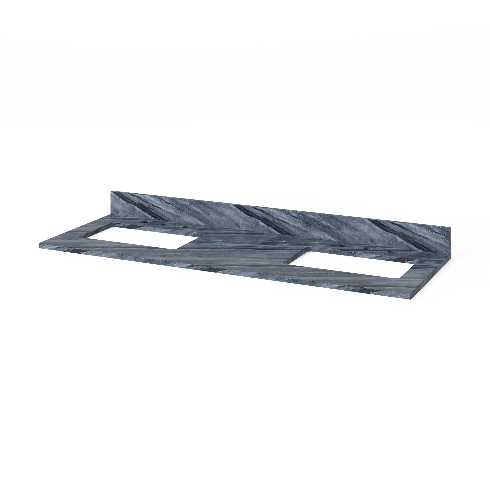 Theodora 60" Double Bathroom Vanity Set Natural Oak, Grey Marble Vanity Top, Rectangle Bowl | KitchBath