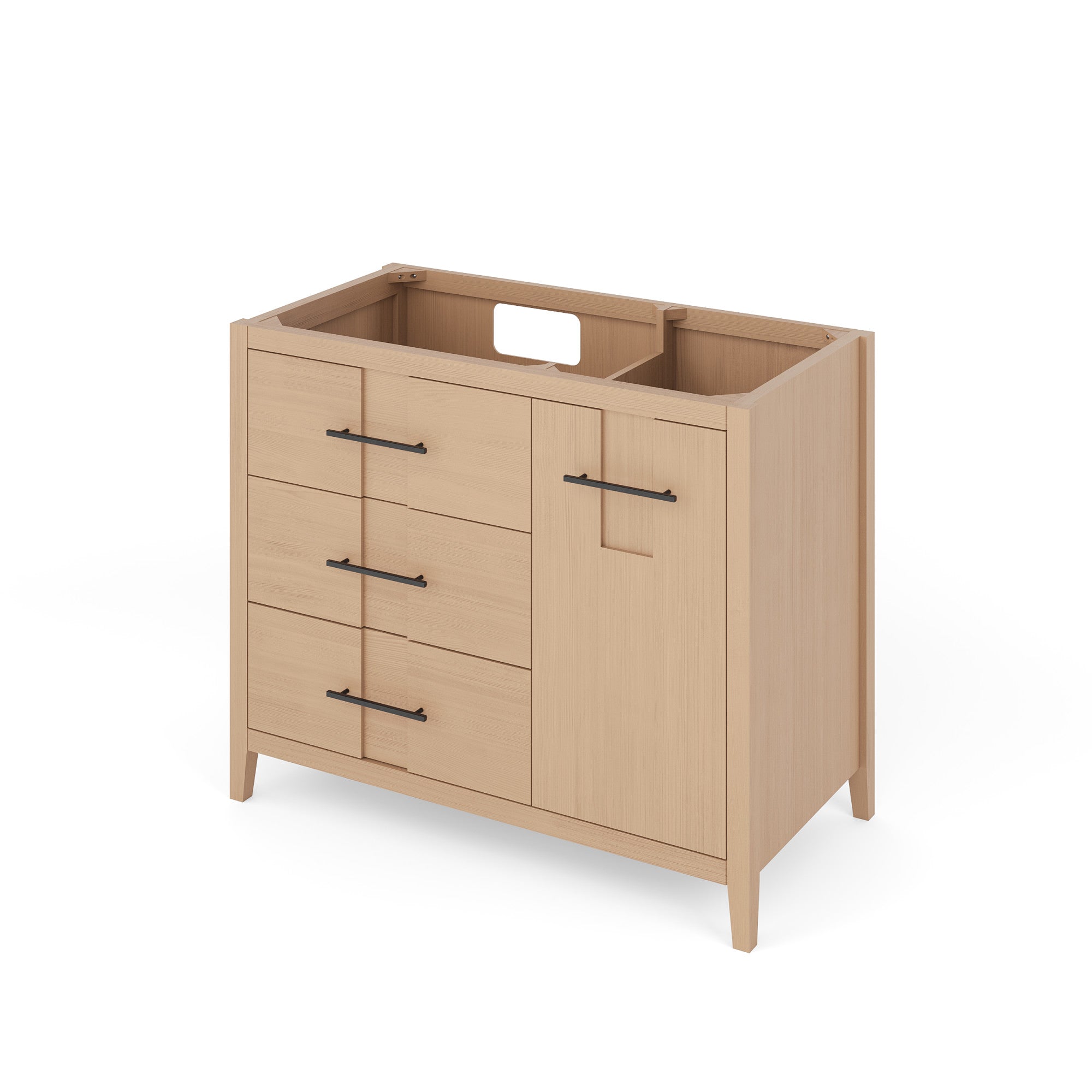 Katara 42" Single Bathroom Vanity Set Natural Oak, White Resin Vanity Top, Rectangle Bowl | KitchBath