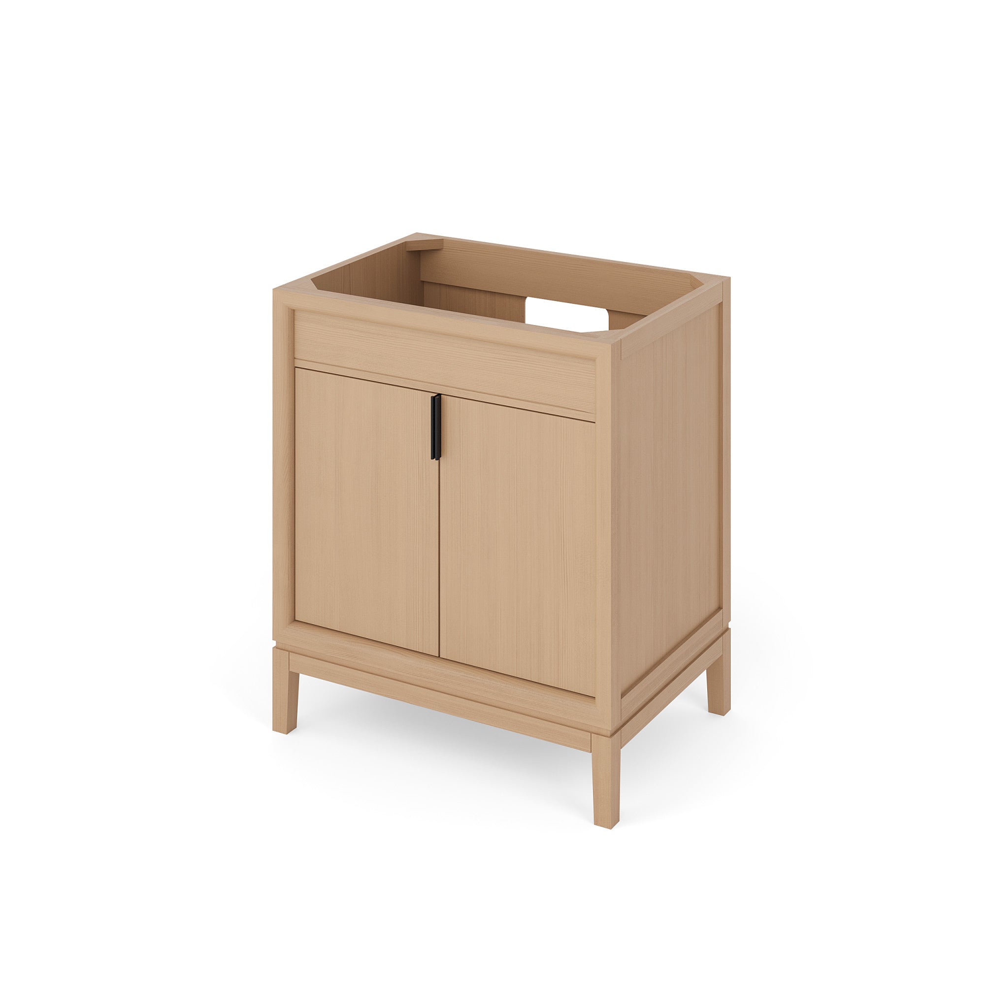 Theodora 30" Single Bathroom Vanity Set Natural Oak, White Carrara Marble Vanity Top, Rectangle Bowl | KitchBath