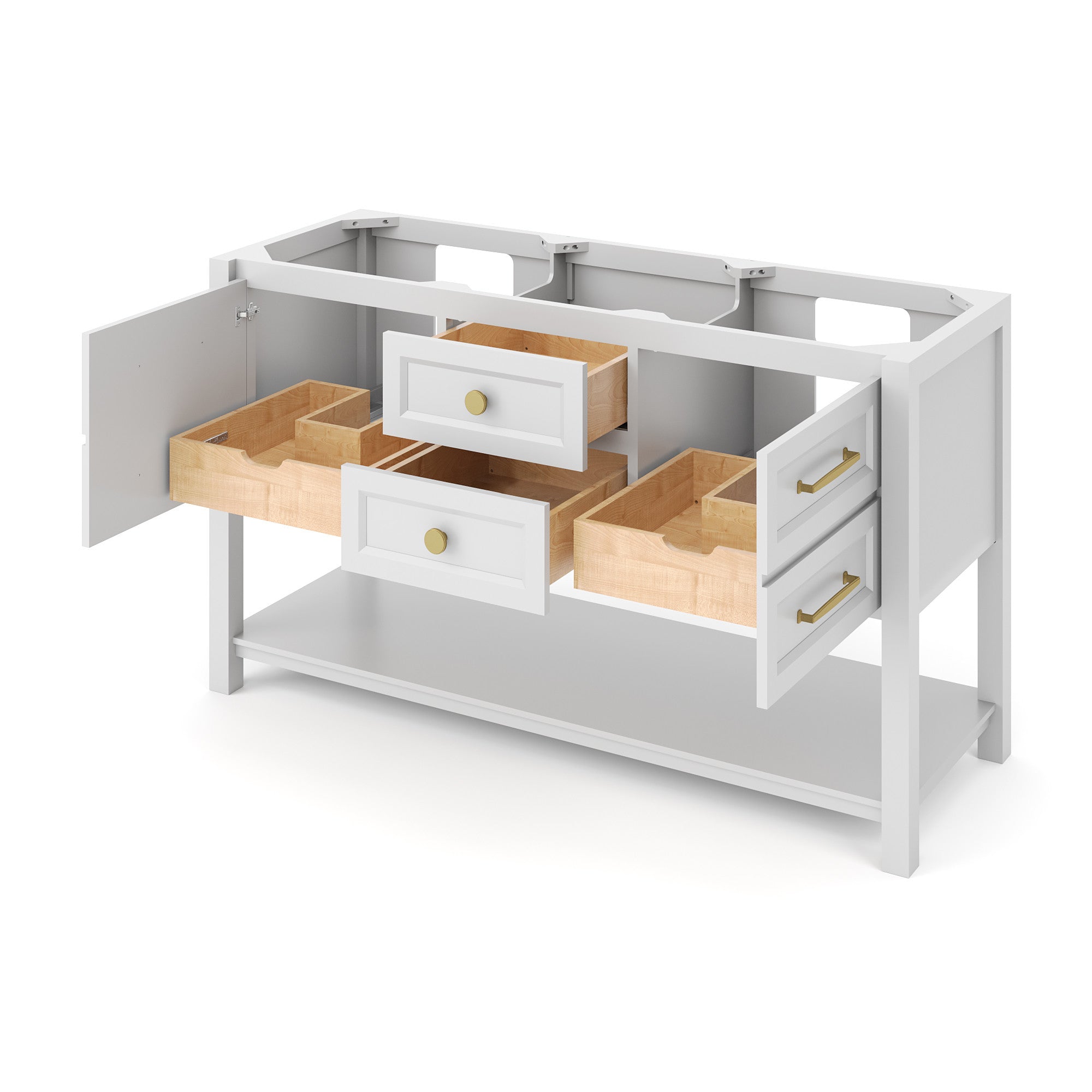 Kipling 60" W  Double Basin Bathroom Vanity Set Black, Calacatta Vienna Quartz Vanity Top, Rectangle Bowl | KitchBath