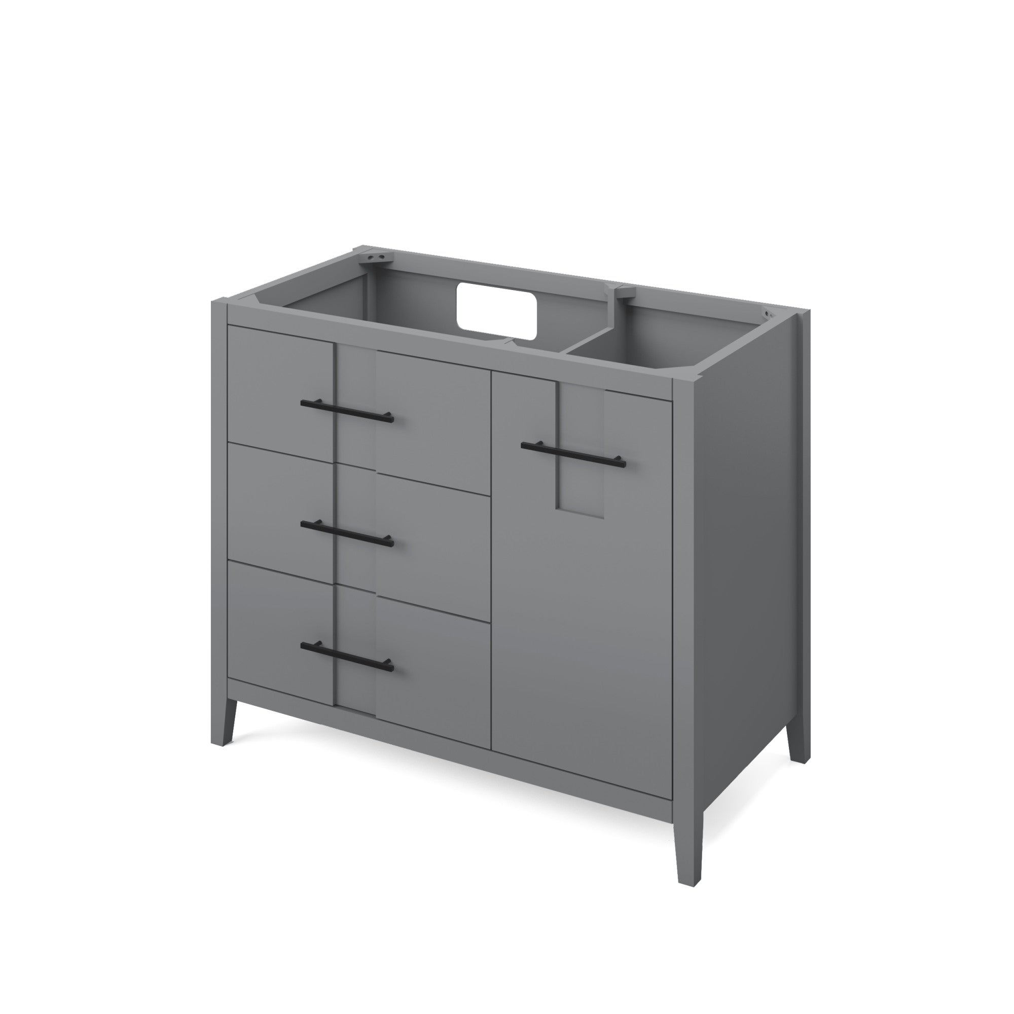 Katara 42" Single Bathroom Vanity Set Grey, White Resin Vanity Top, Rectangle Bowl | KitchBath
