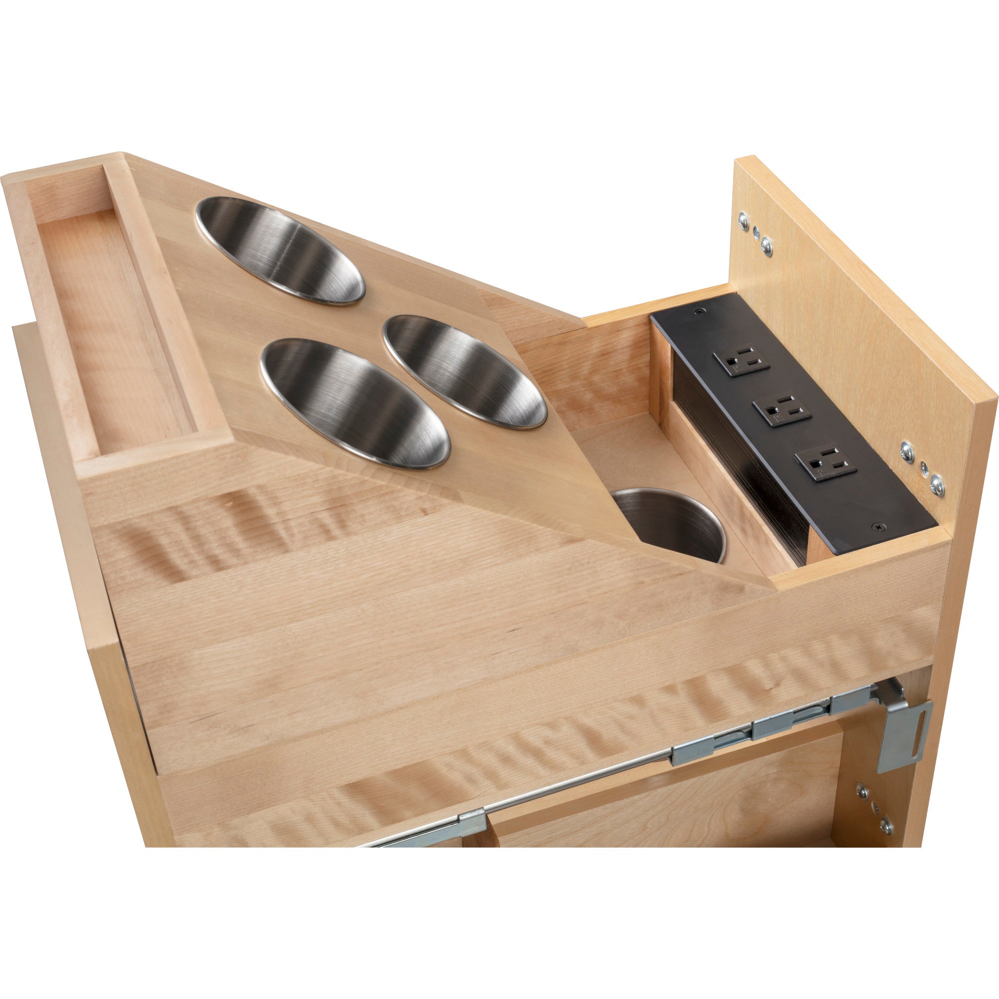 11" "No Wiggle" Powered Vanity Pullout for 15" Standard Full Height Base Cabinet UV Coated