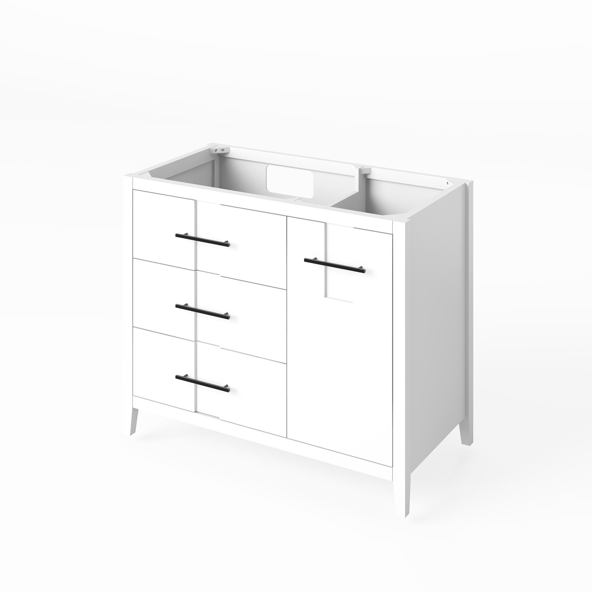 Katara 42" Single Bathroom Vanity Set White, White Resin Vanity Top, Rectangle Bowl | KitchBath