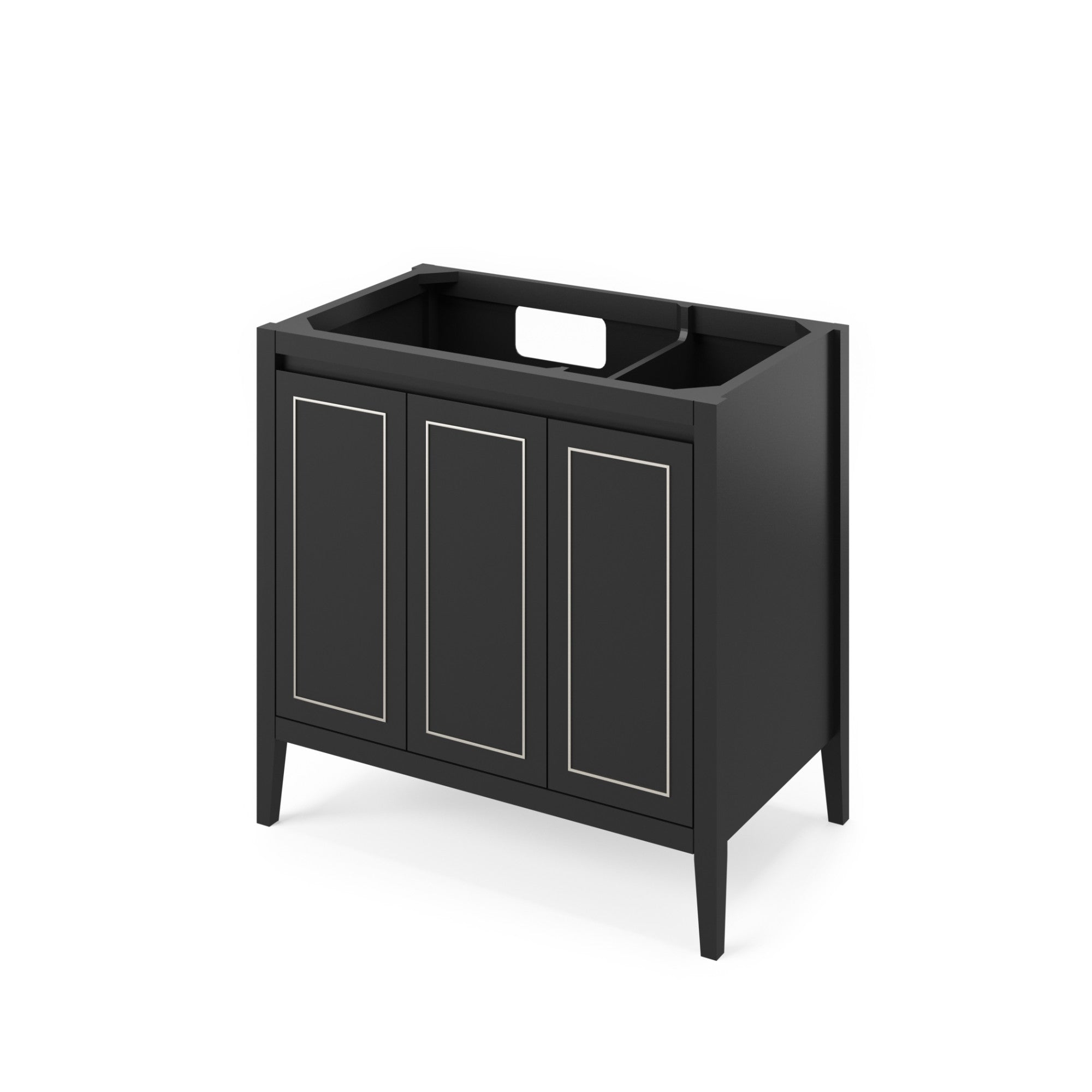 Percival 36" Single Bathroom Vanity Set Black, White Resin Vanity Top, Rectangle Bowl | KitchBath