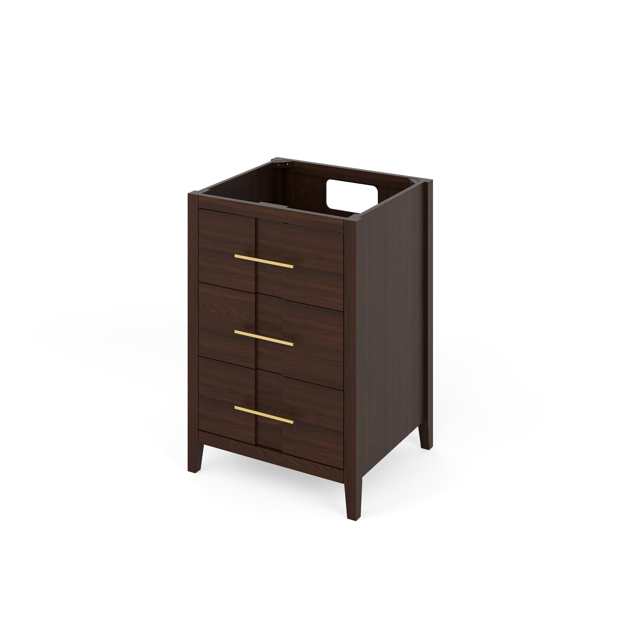 Katara 24" Single Bathroom Vanity Set Dark Walnut, White Carrara Marble Vanity Top, Rectangle Bowl | KitchBath