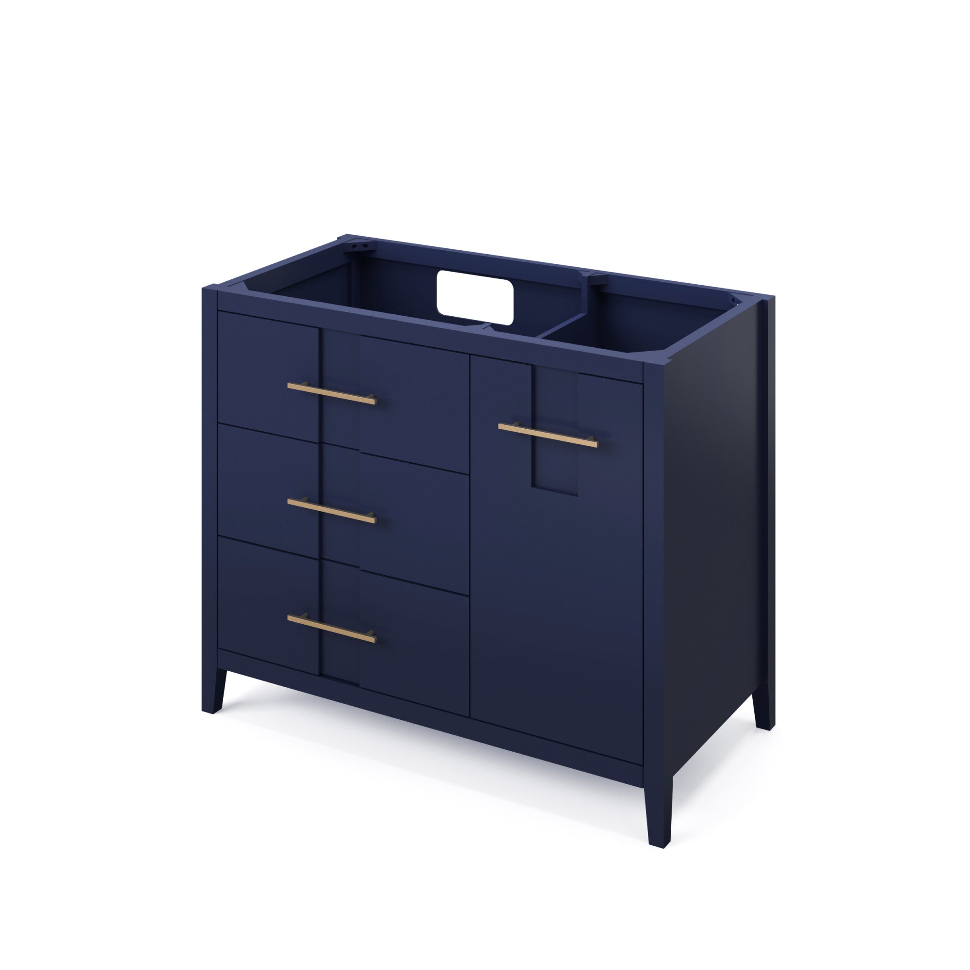 Katara 42" Single Bathroom Vanity Set Hale Blue, White Resin Vanity Top, Rectangle Bowl | KitchBath