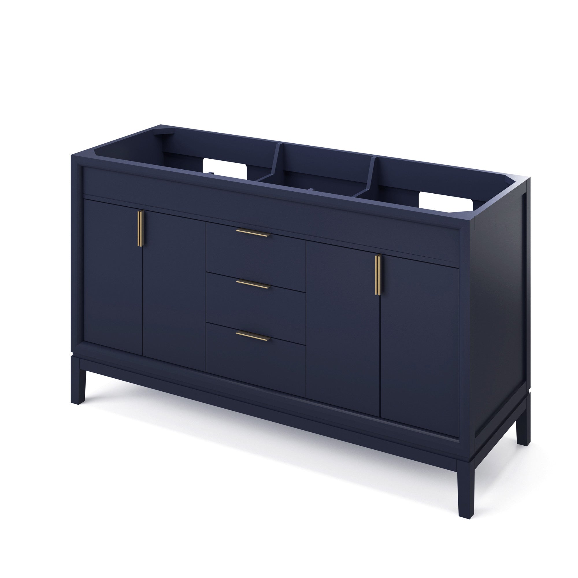Theodora 60" Double Bathroom Vanity Set Hale Blue, White Resin Vanity Top, Rectangle Bowl | KitchBath