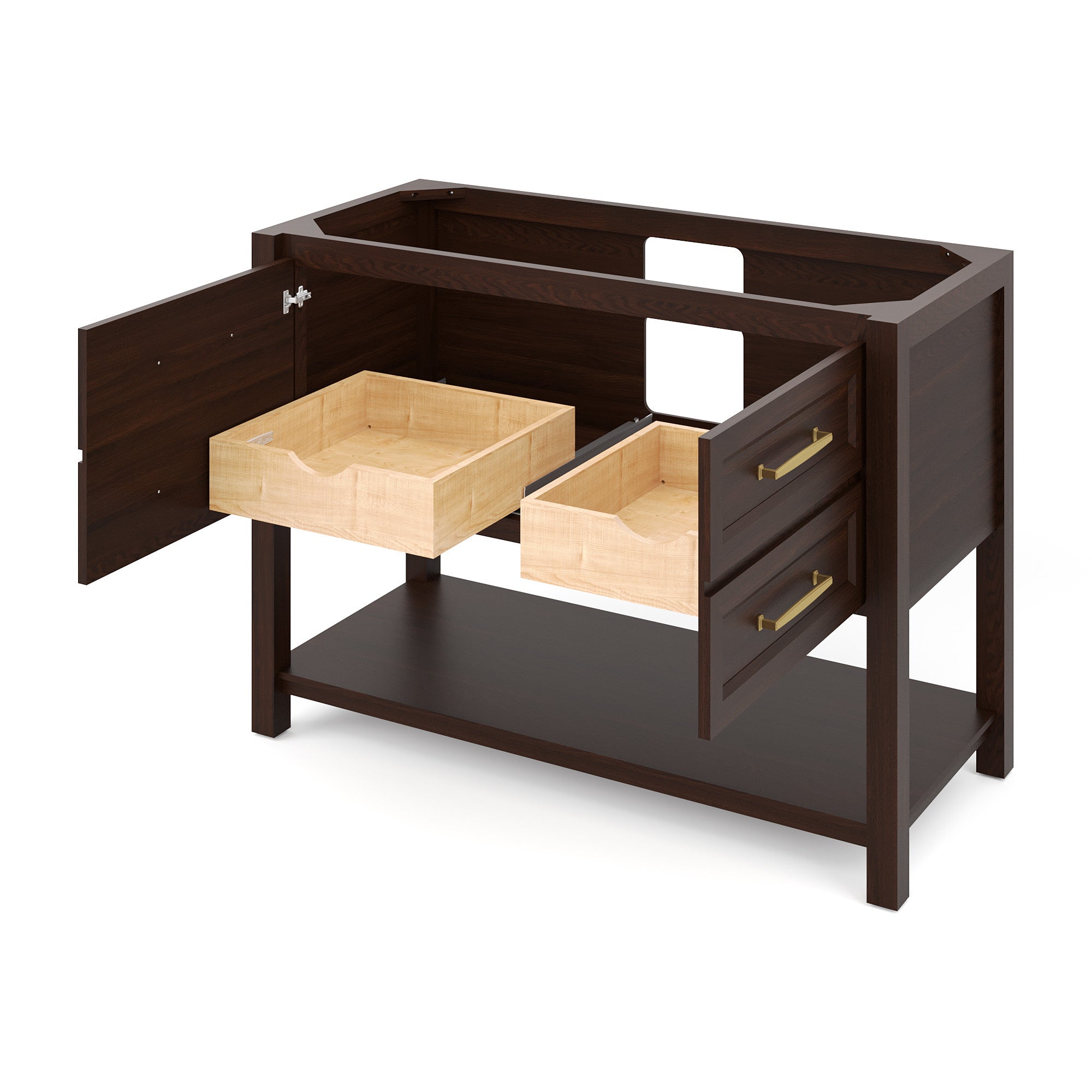 Kipling 48" W  Single Basin Bathroom Vanity Set Dark Walnut, White Quartz Vanity Top, Rectangle Bowl | KitchBath