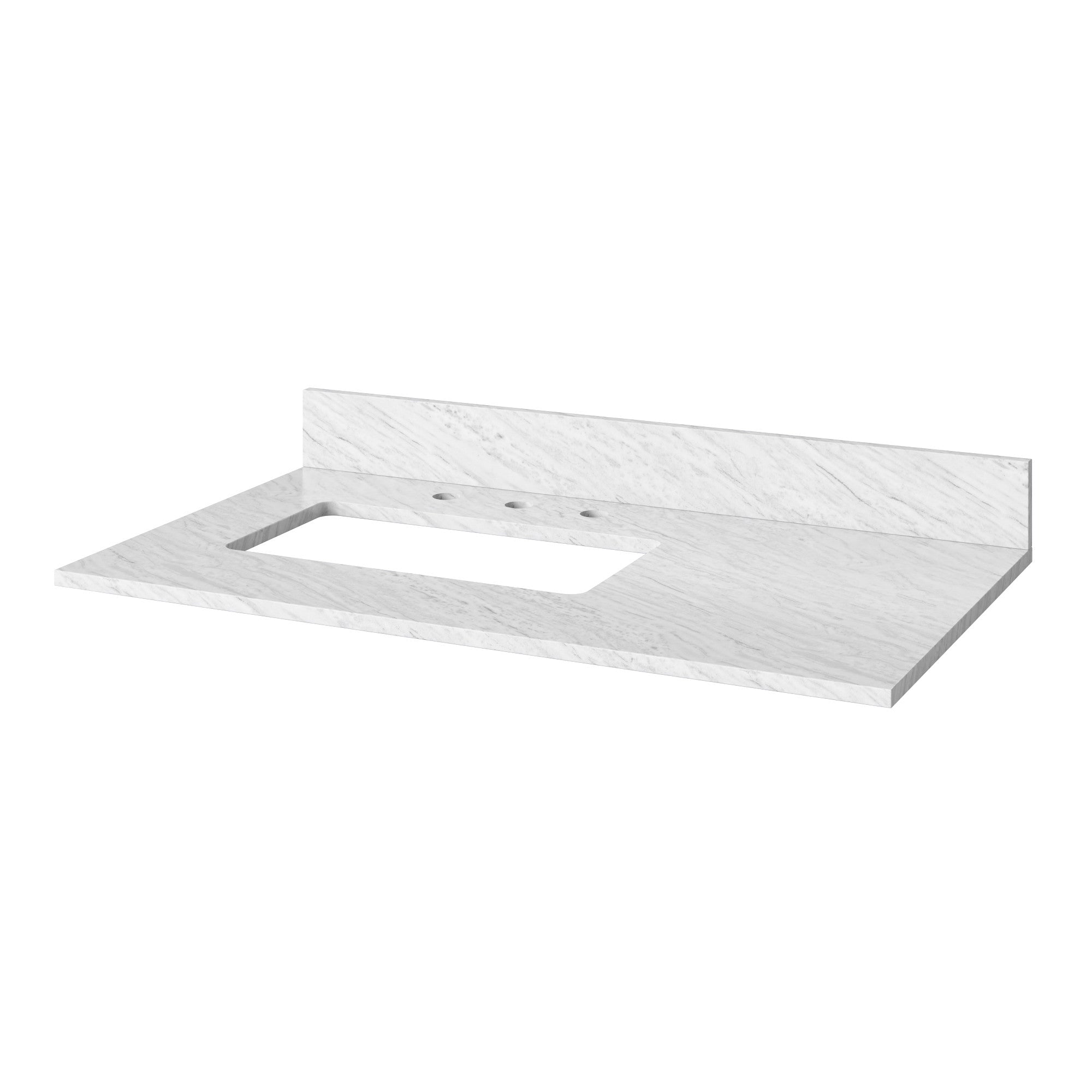 Theodora 36" Single Bathroom Vanity Set Dark Walnut, White Carrara Marble Vanity Top, Rectangle Bowl | KitchBath