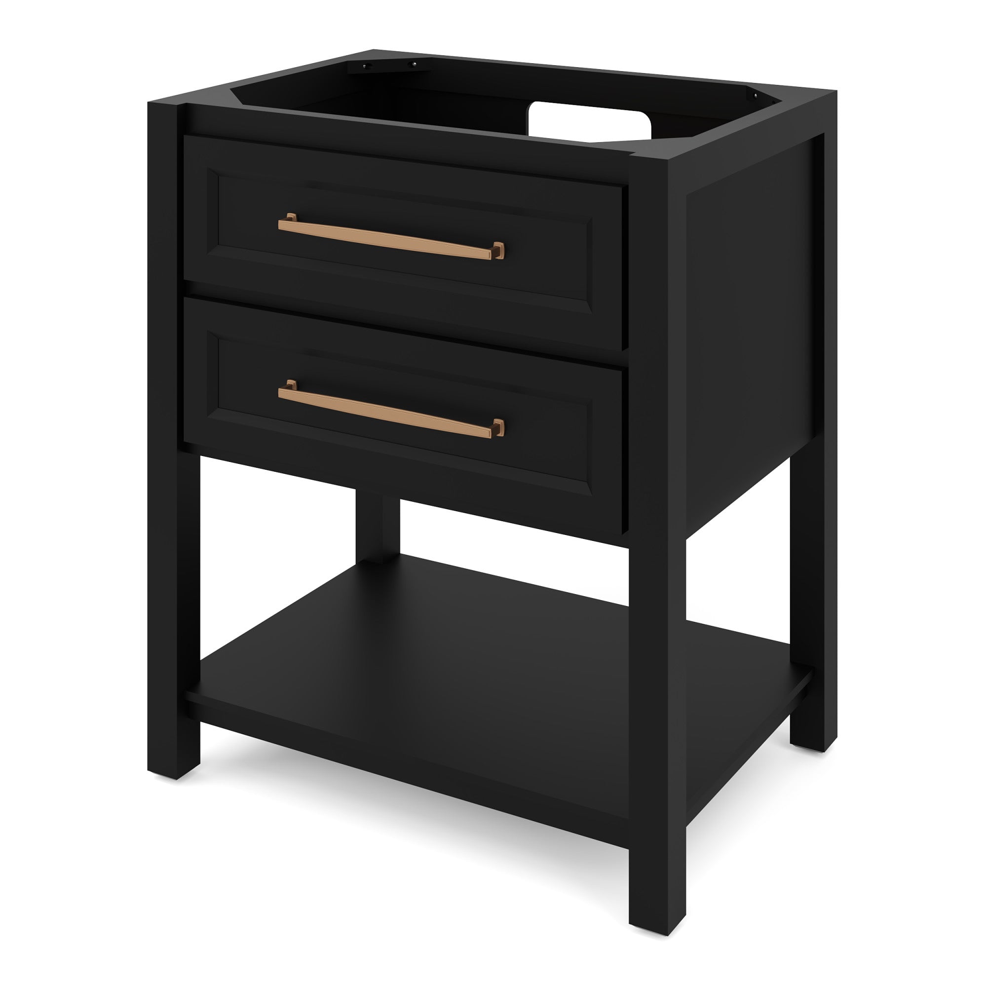 Kipling 30" W  Single Basin Bathroom Vanity Set Black, White Quartz Vanity Top, Rectangle Bowl | KitchBath