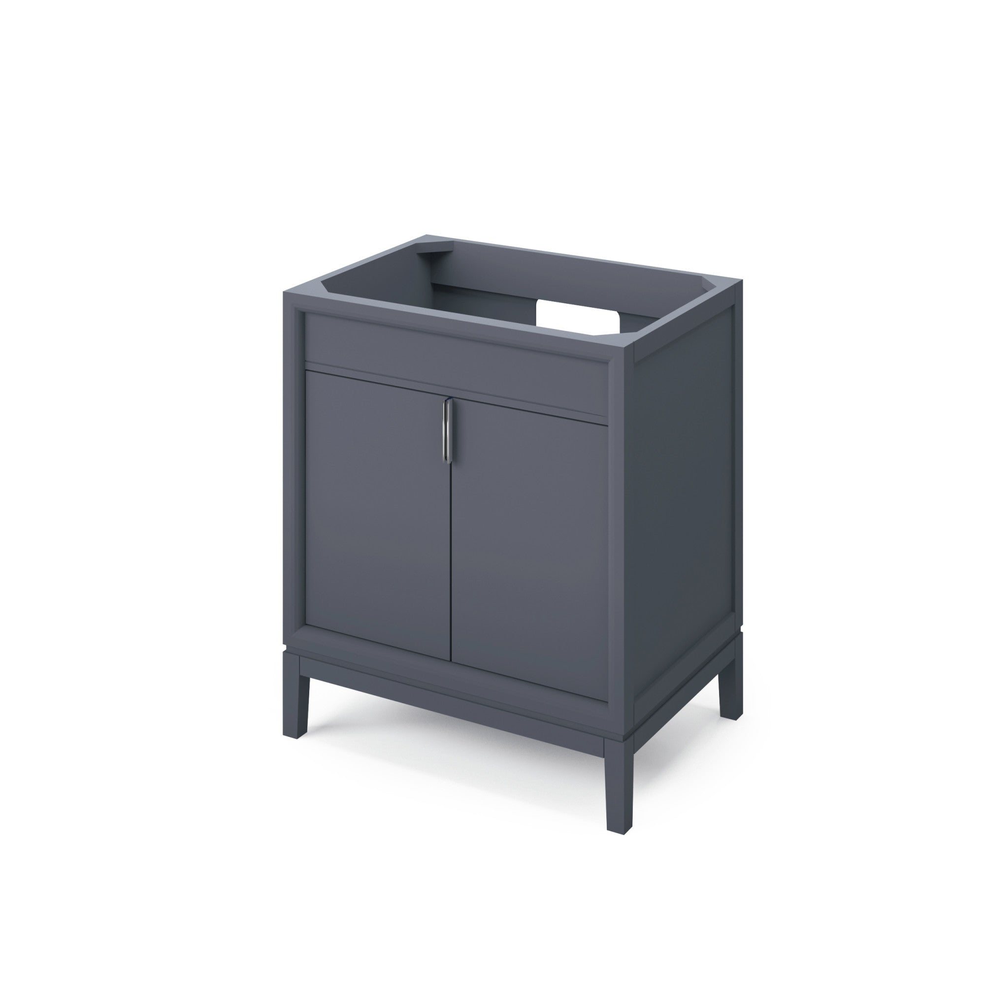 Theodora 30" Blue Steel Theodora Vanity, White Quartz Vanity Top, Undermount Rectangle Bowl | KitchBath