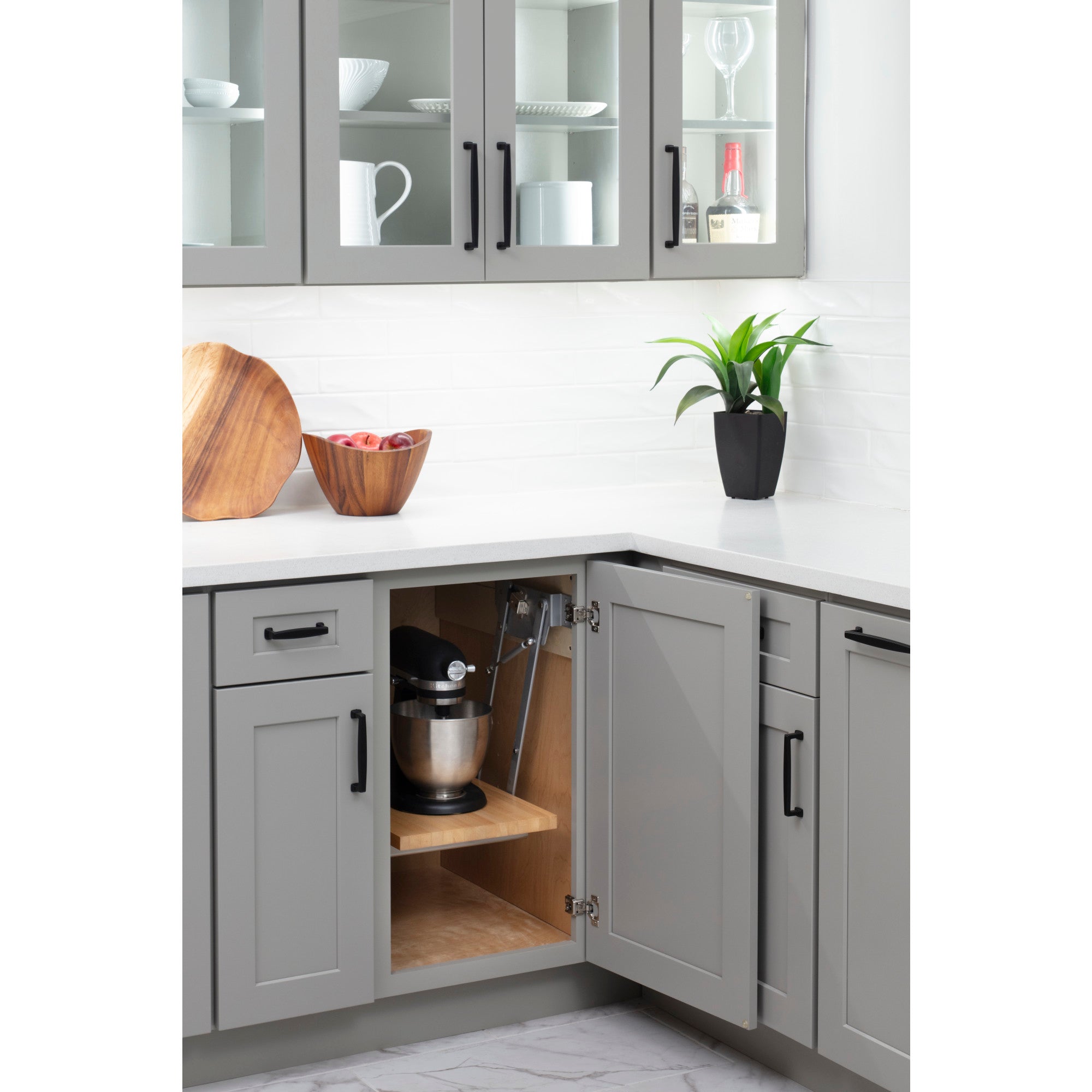 Appliance Lift with Shelf for 12" Opening, Soft-Close Chrome