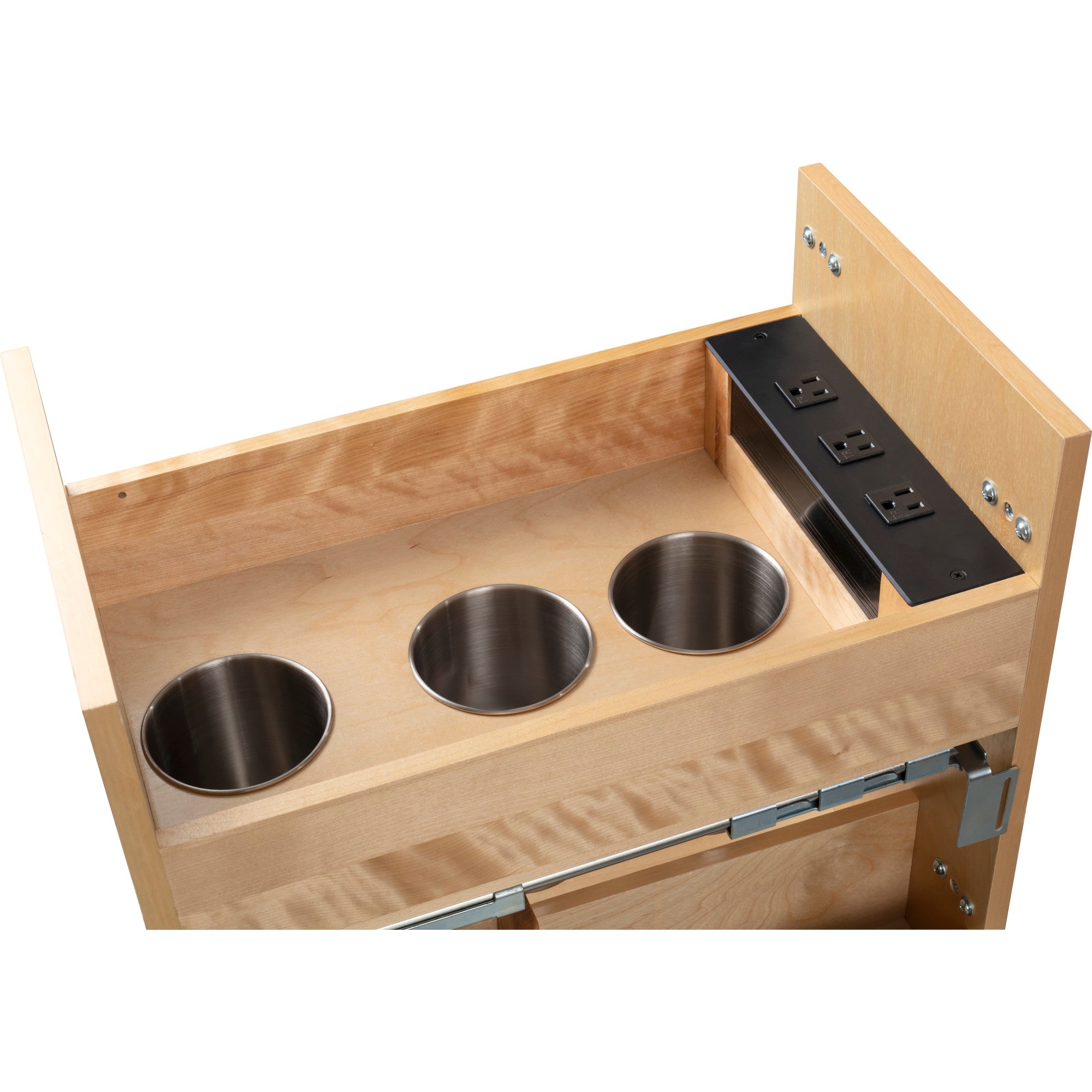 11" "No Wiggle" Powered Vanity Pullout for 15" Standard Door/Drawer Base Cabinet UV Coated