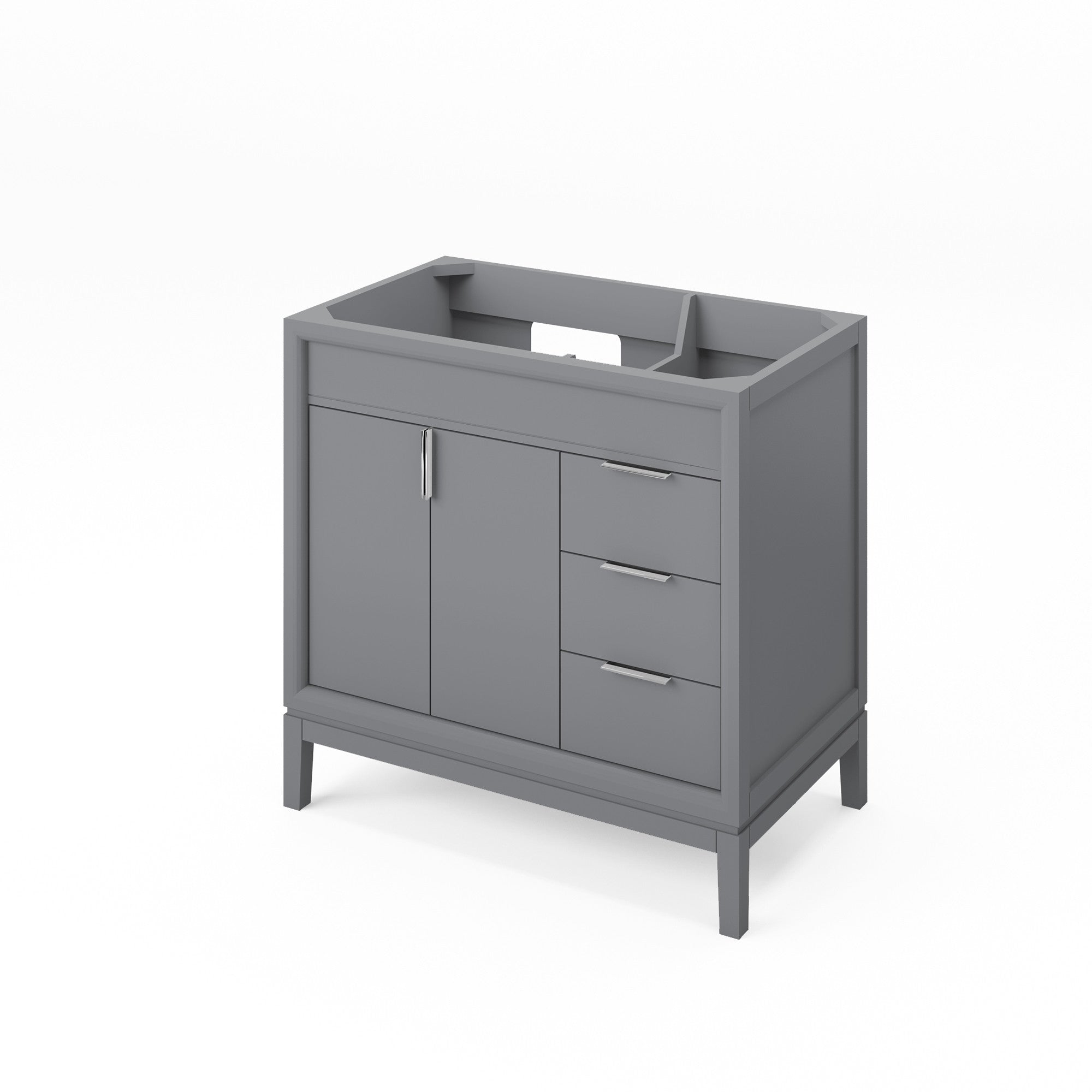 Theodora 36" Grey Theodora Vanity, Left Offset, White Quartz Vanity Top, Undermount Rectangle Bowl | KitchBath