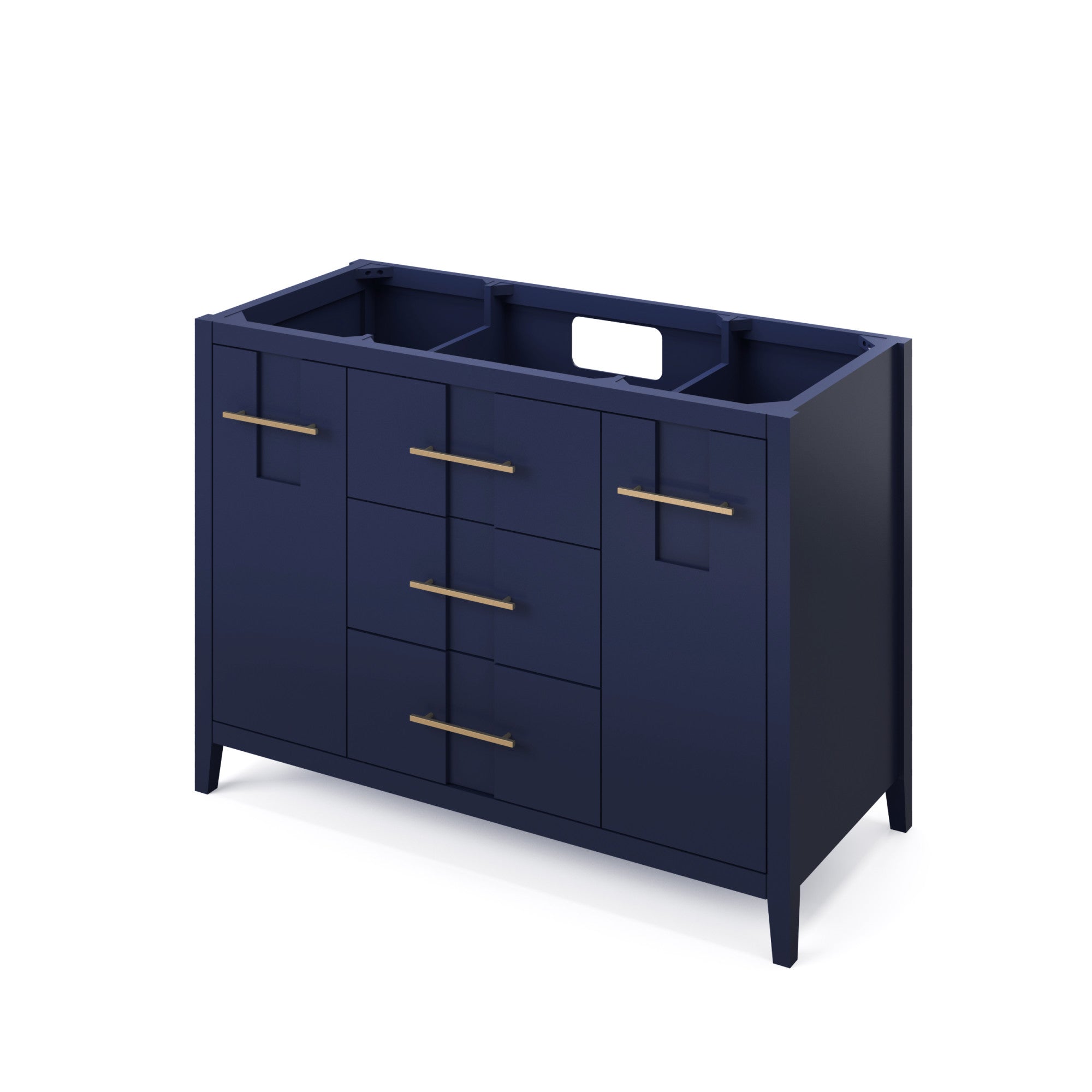 Katara 48" Hale Blue Katara Vanity, White Quartz Vanity Top, Undermount Rectangle Bowl | KitchBath